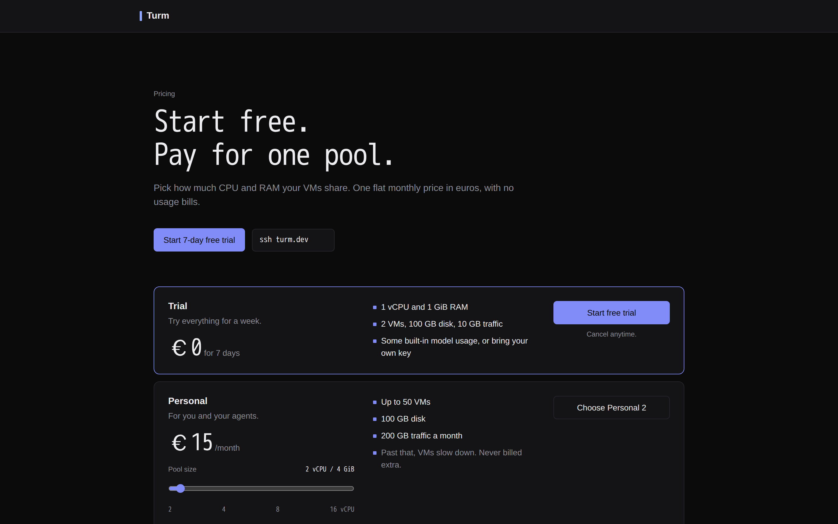 Turm — pricing