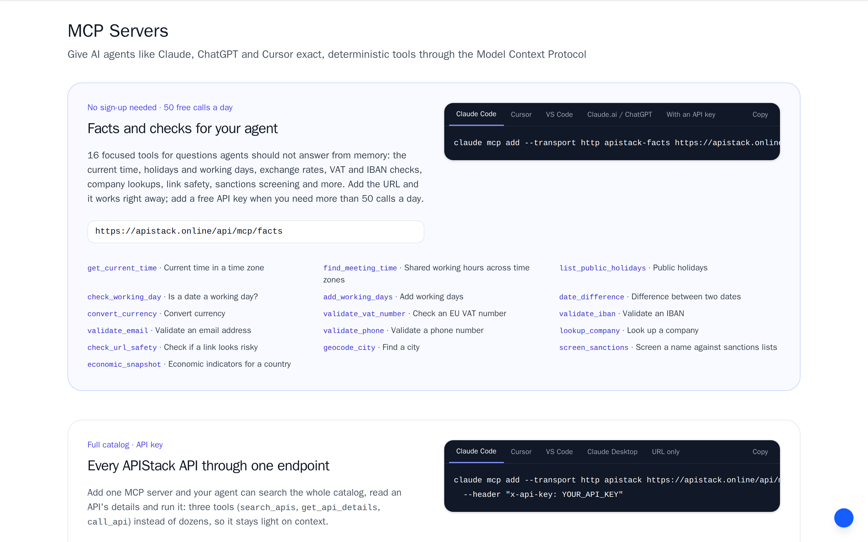 APIStack MCP Servers — hero