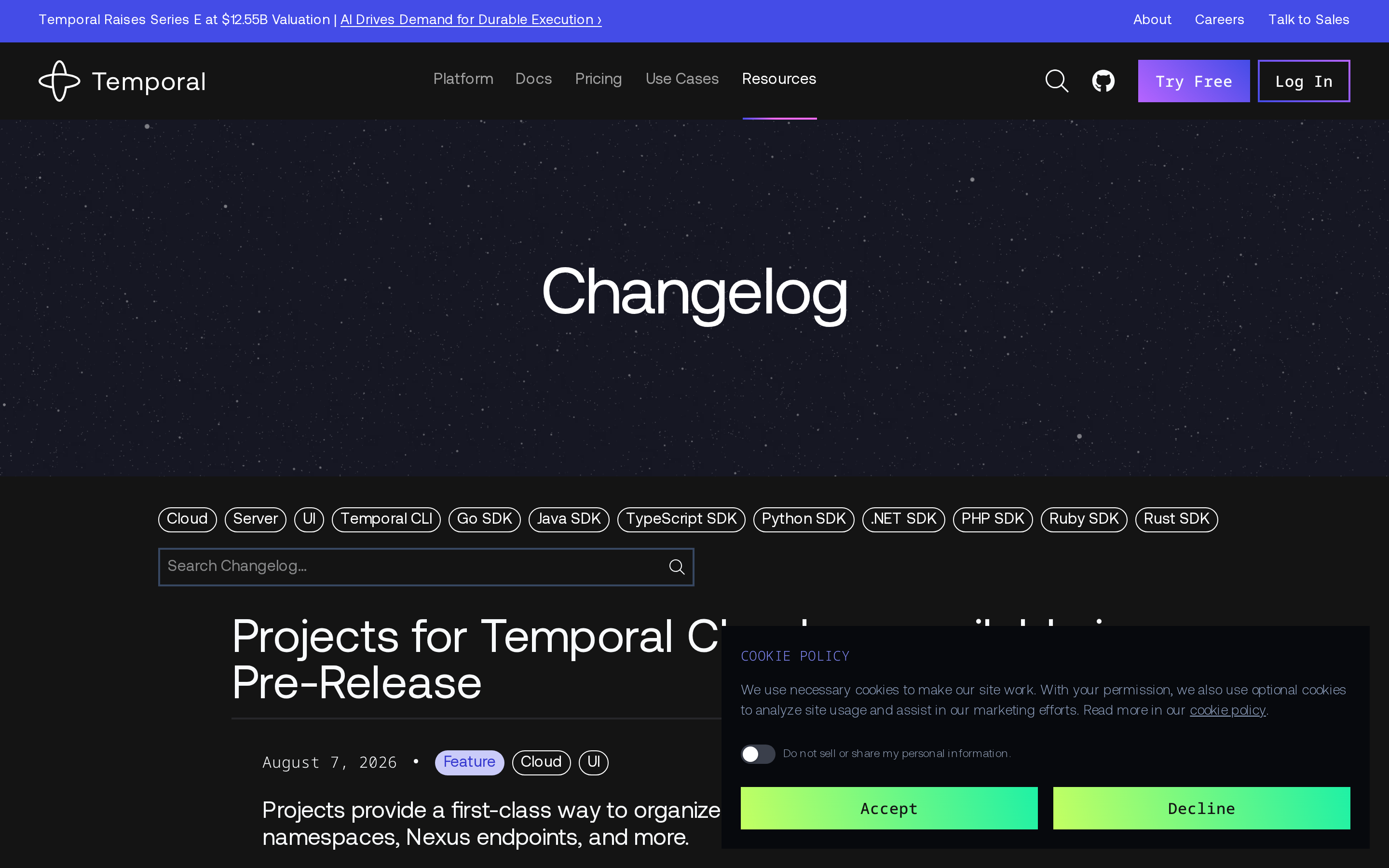 Temporal — changelog