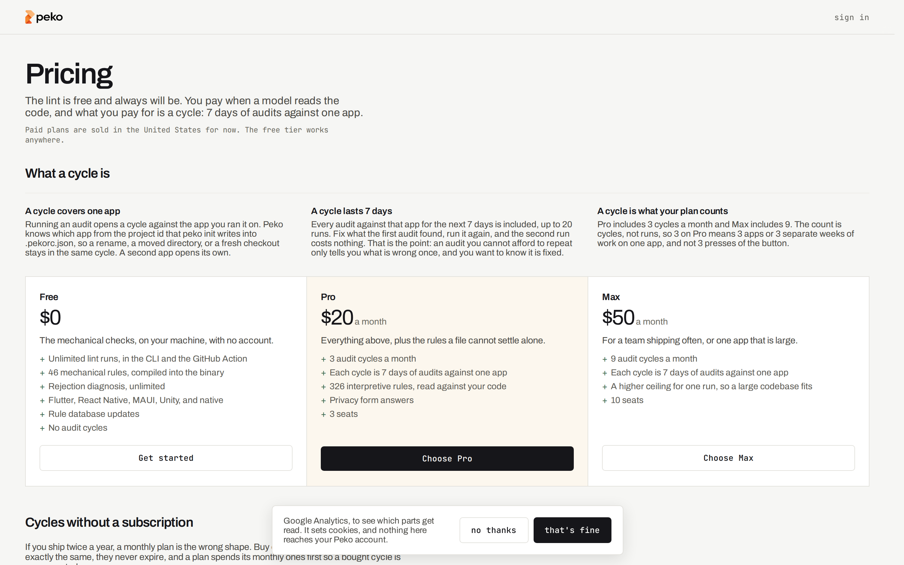 Peko — pricing