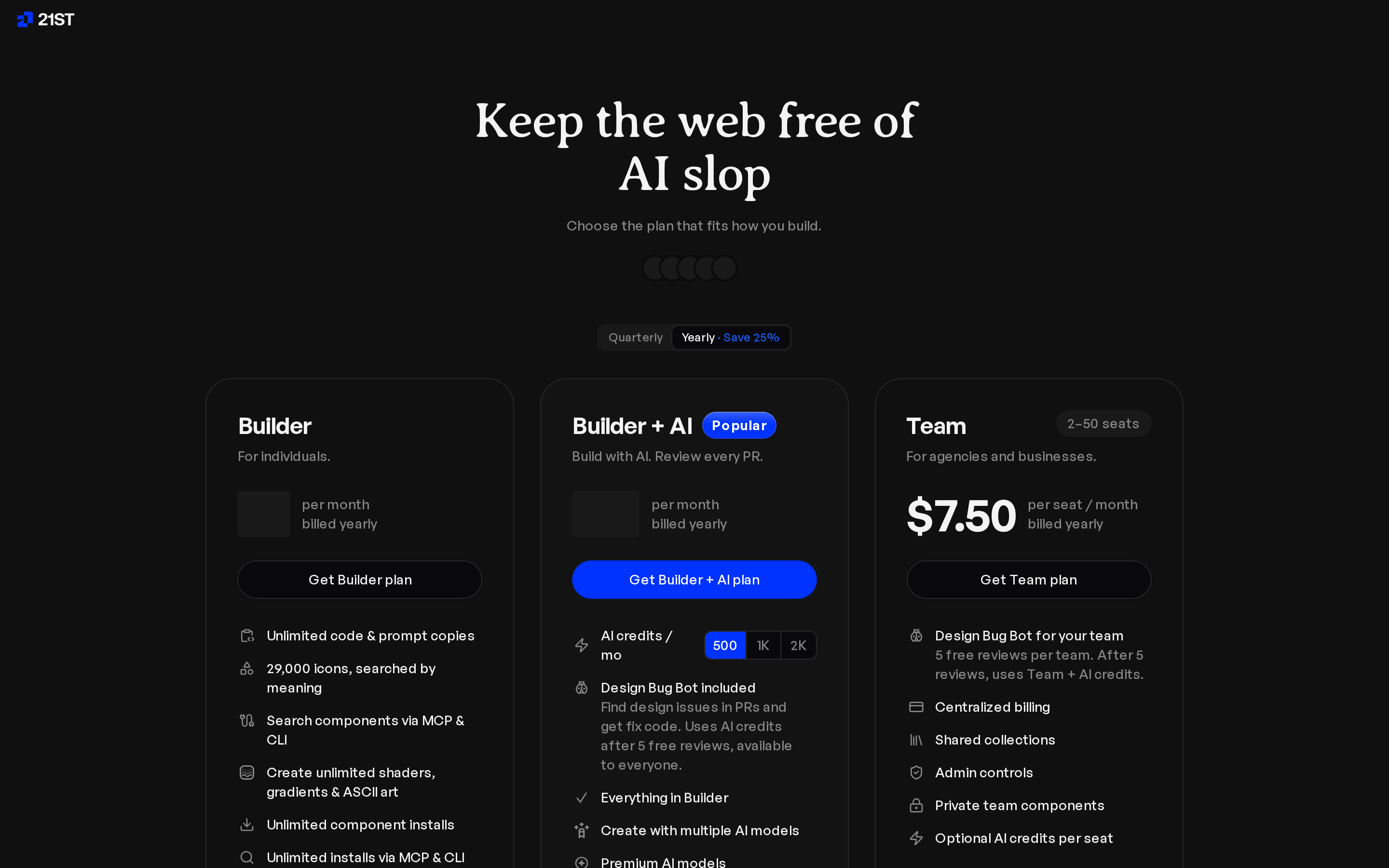 21st — pricing