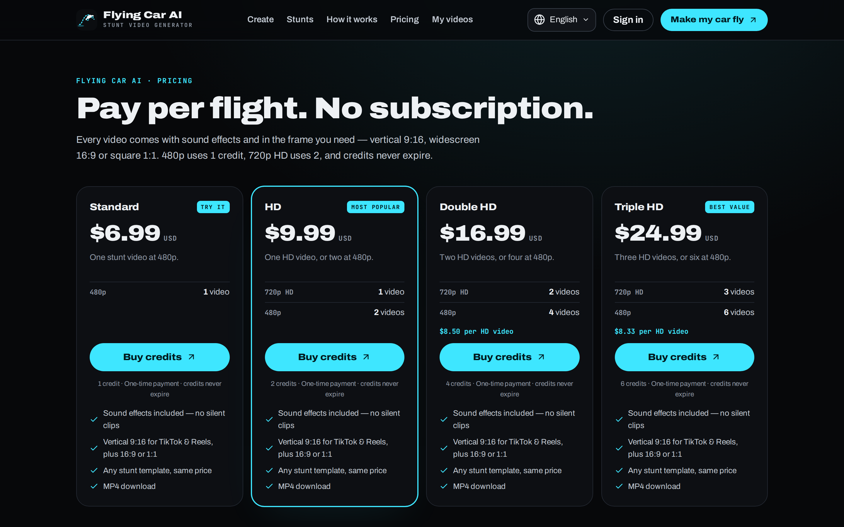 Flying Car AI — pricing