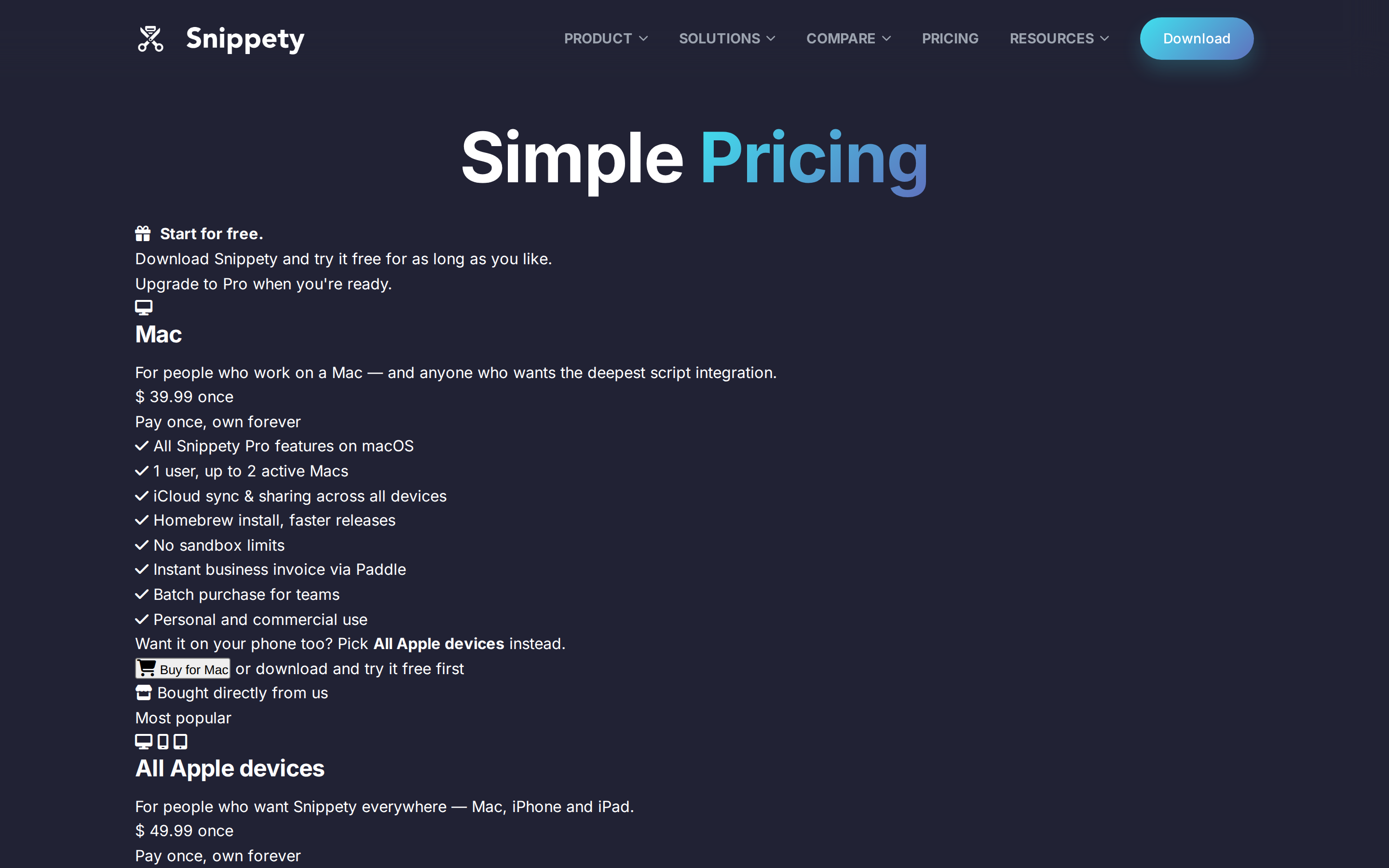 Snippety — pricing
