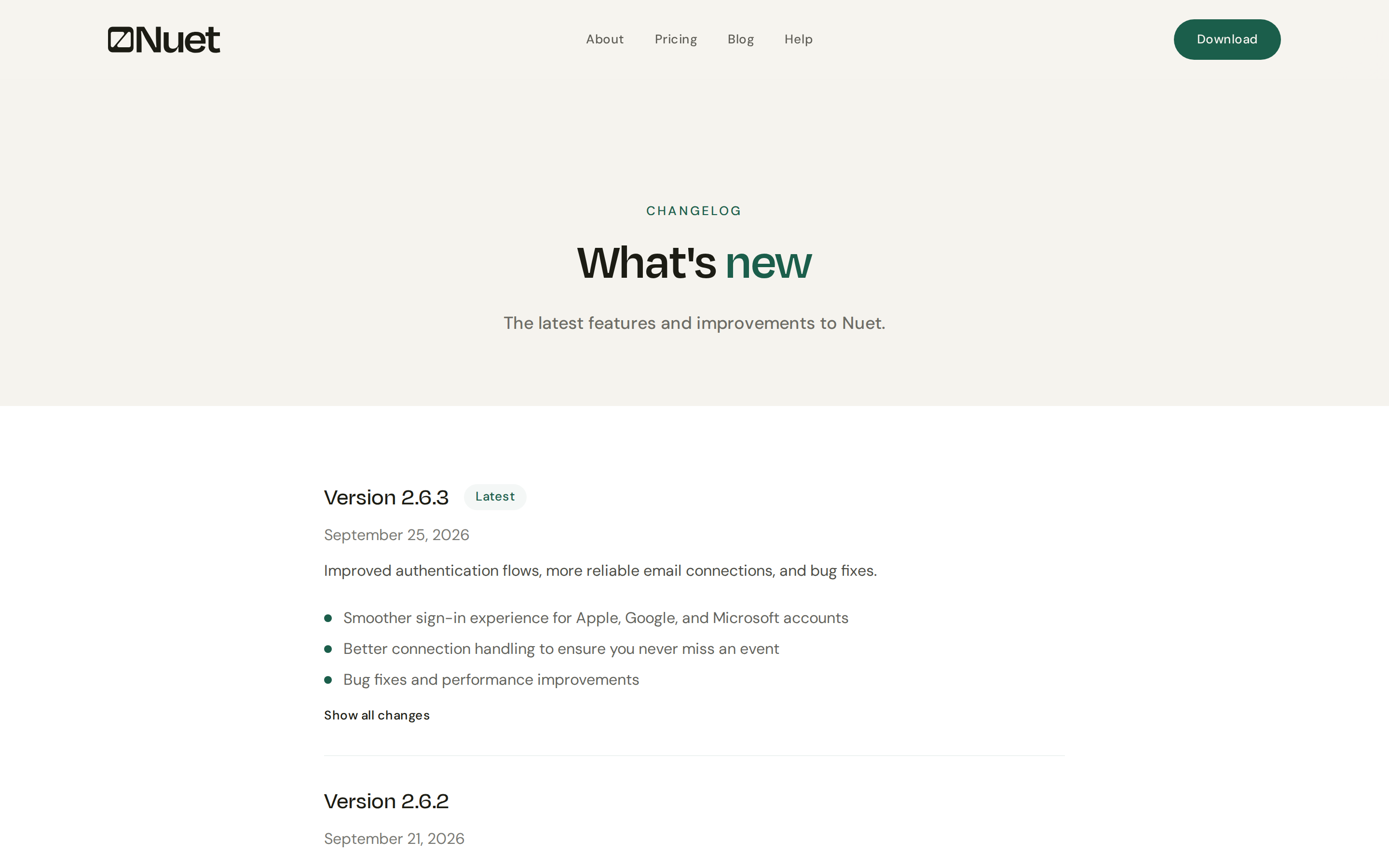 Nuet — changelog
