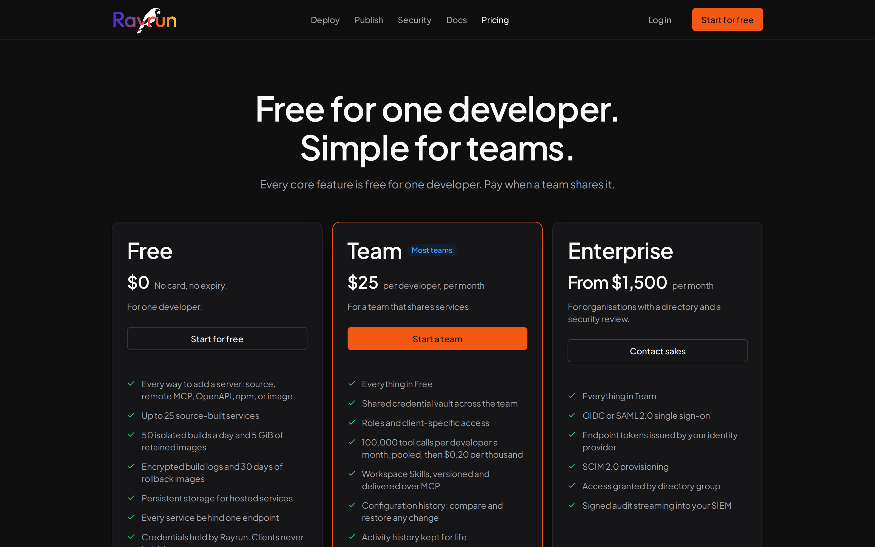 Rayrun — pricing