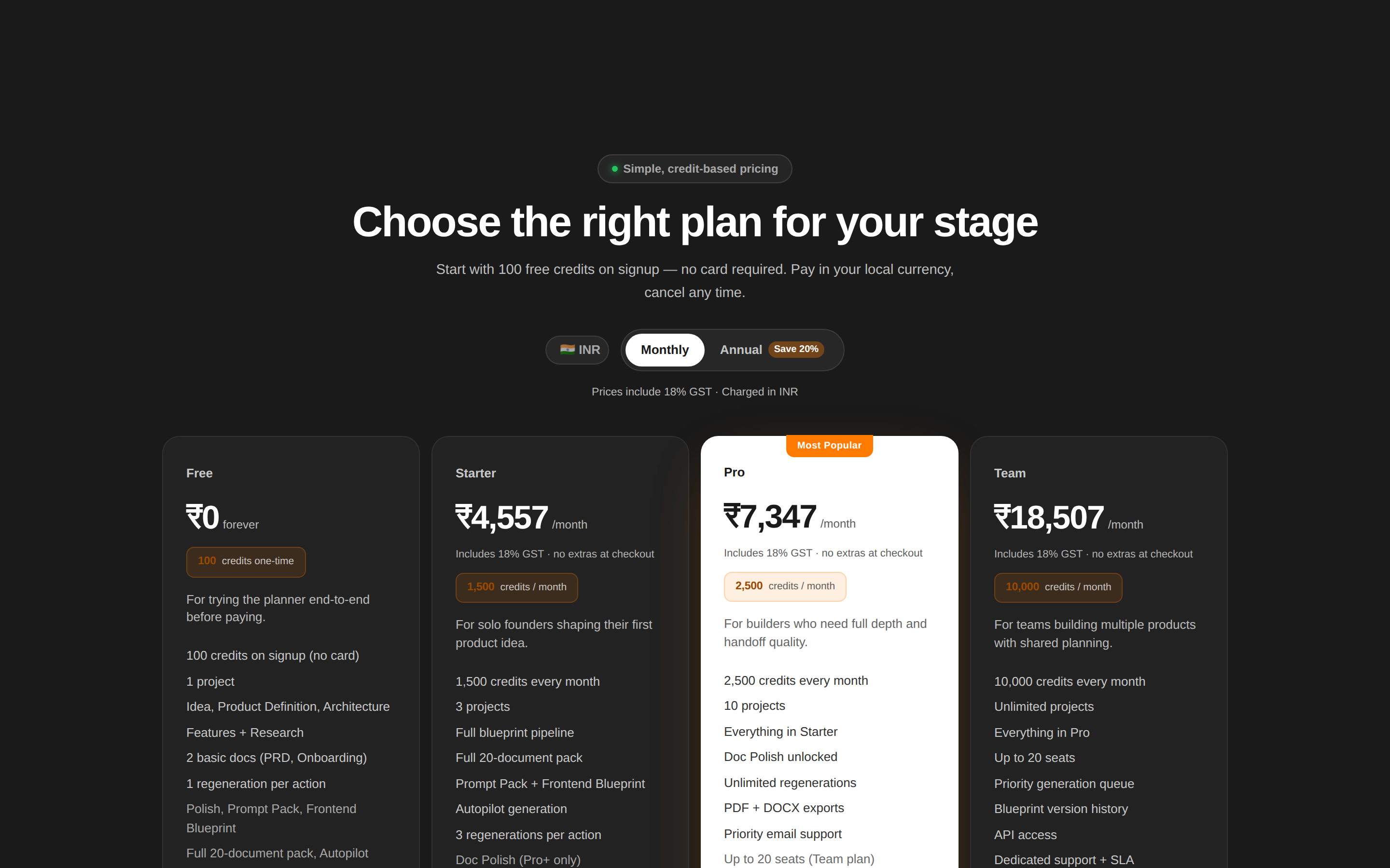 PlanMySaaS — pricing
