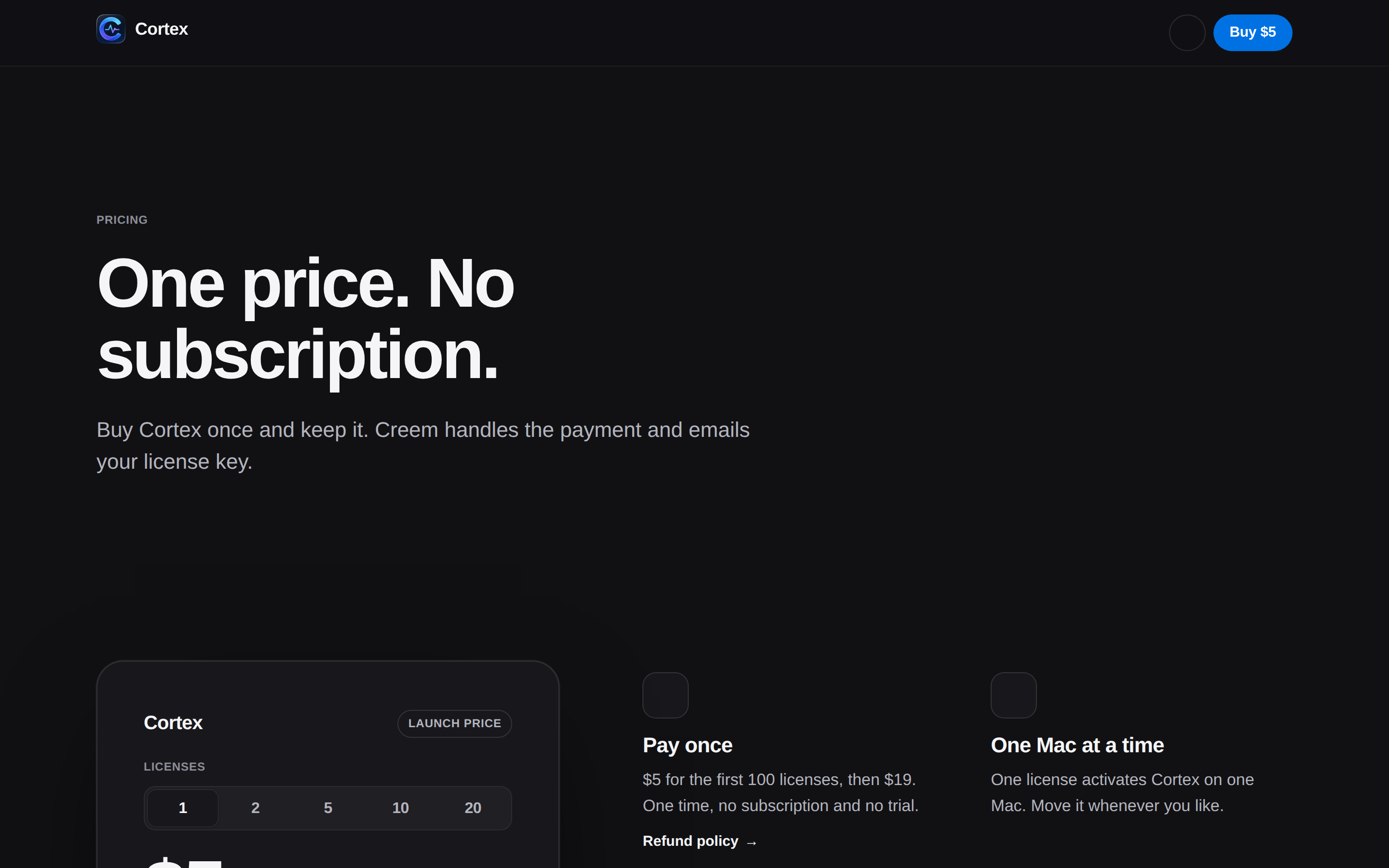 Cortex — pricing