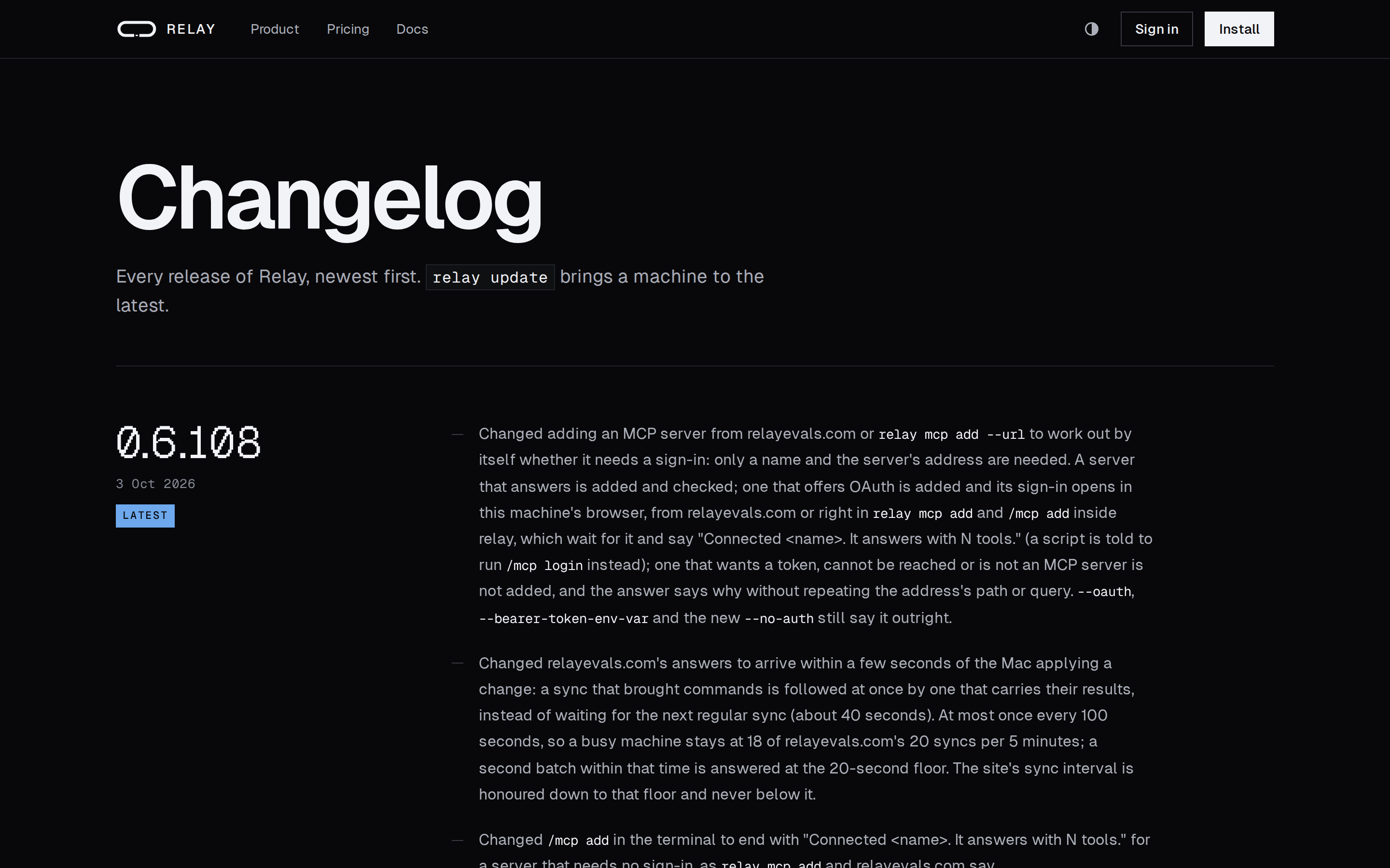 Relay — changelog