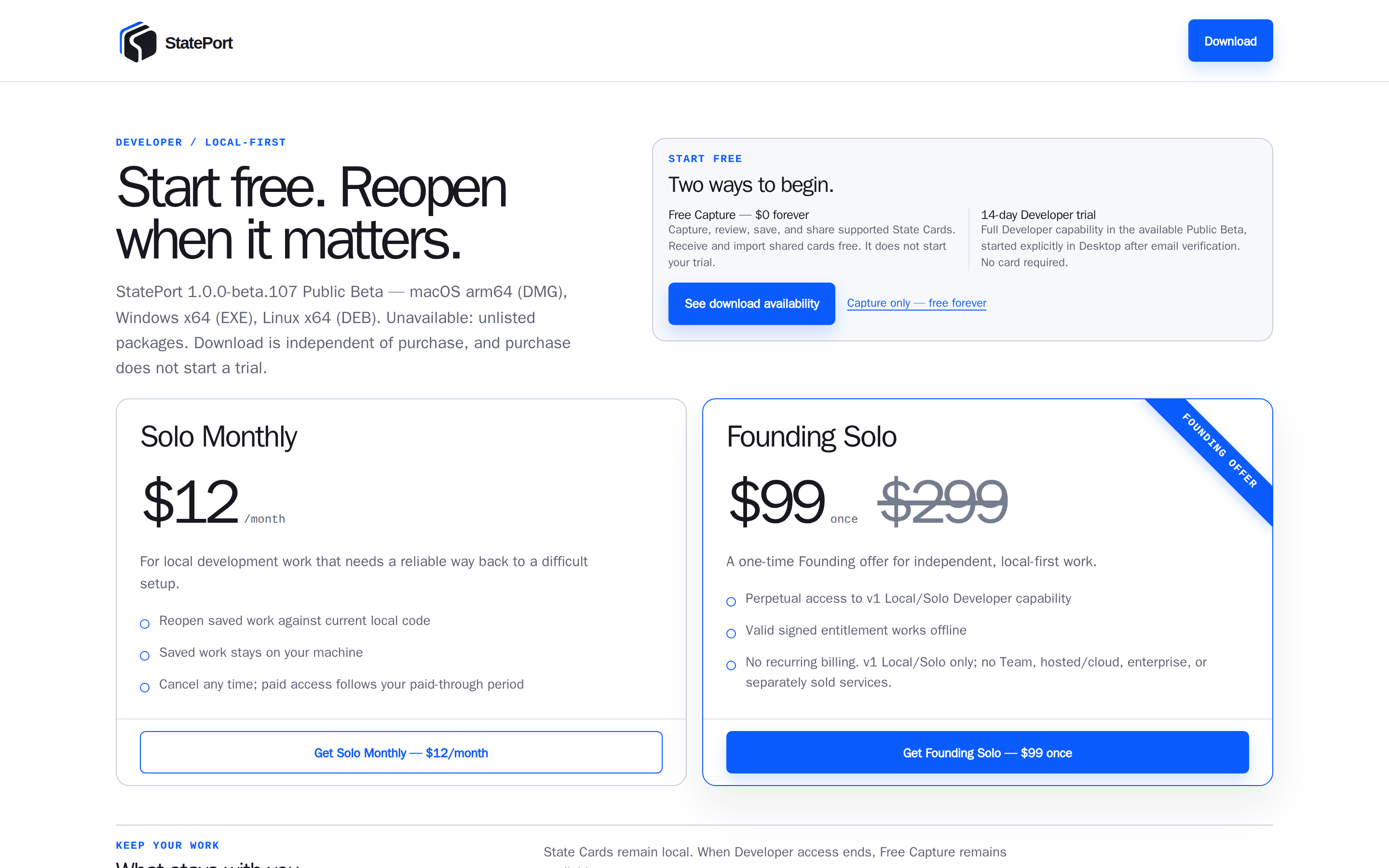 StatePort — pricing