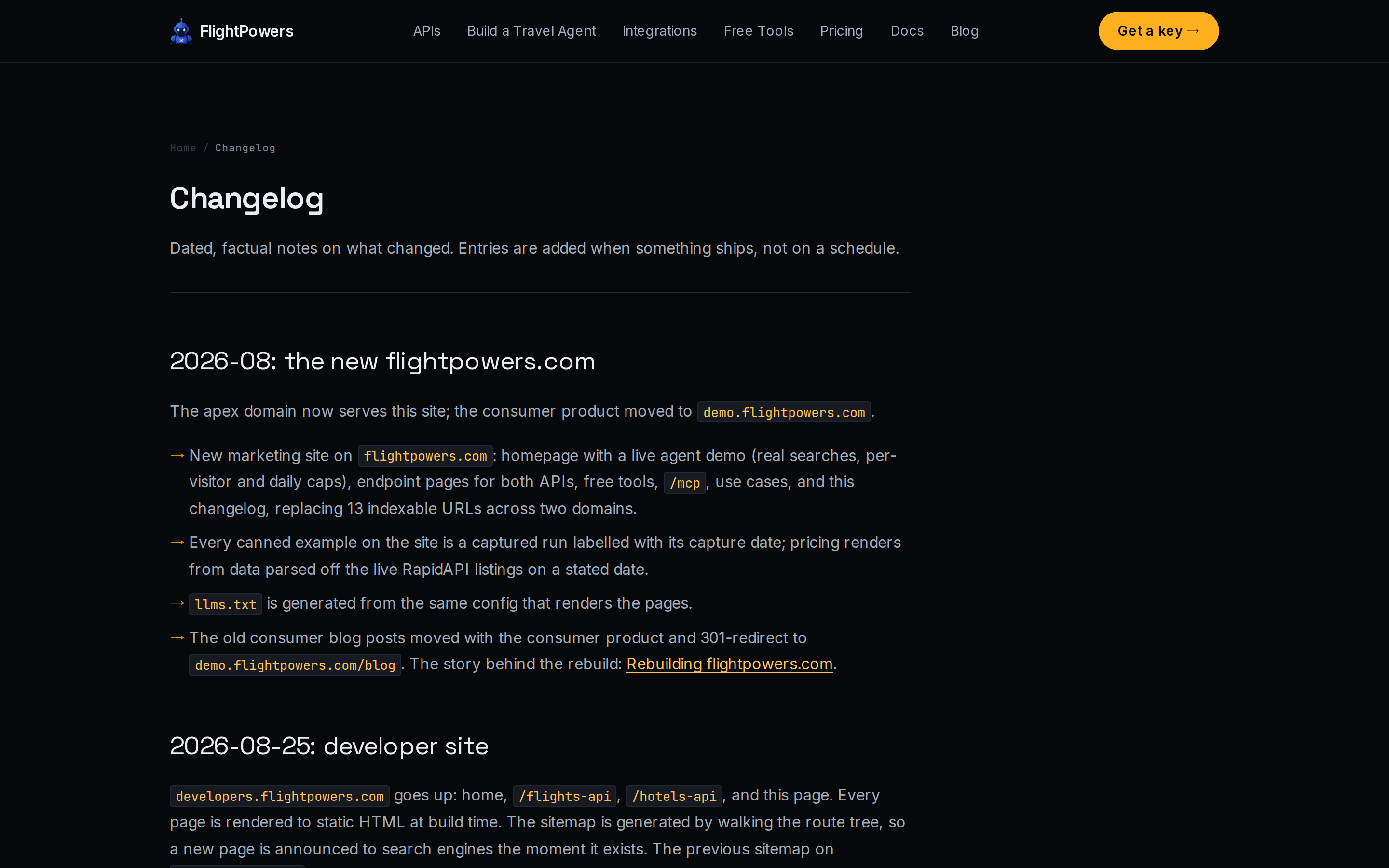 FlightPowers — changelog
