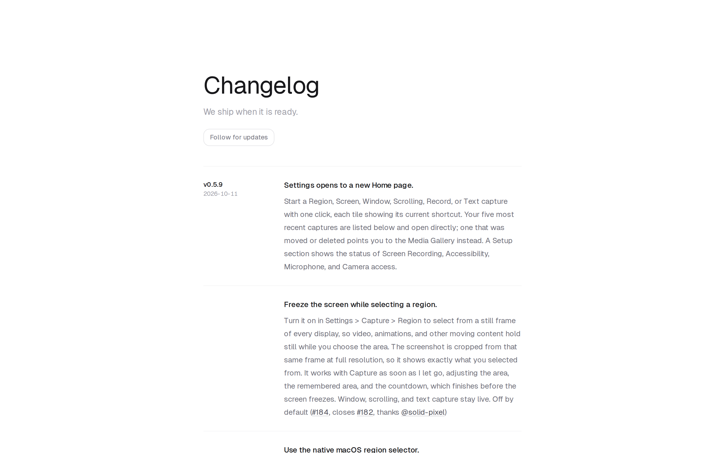 Better Shot — changelog