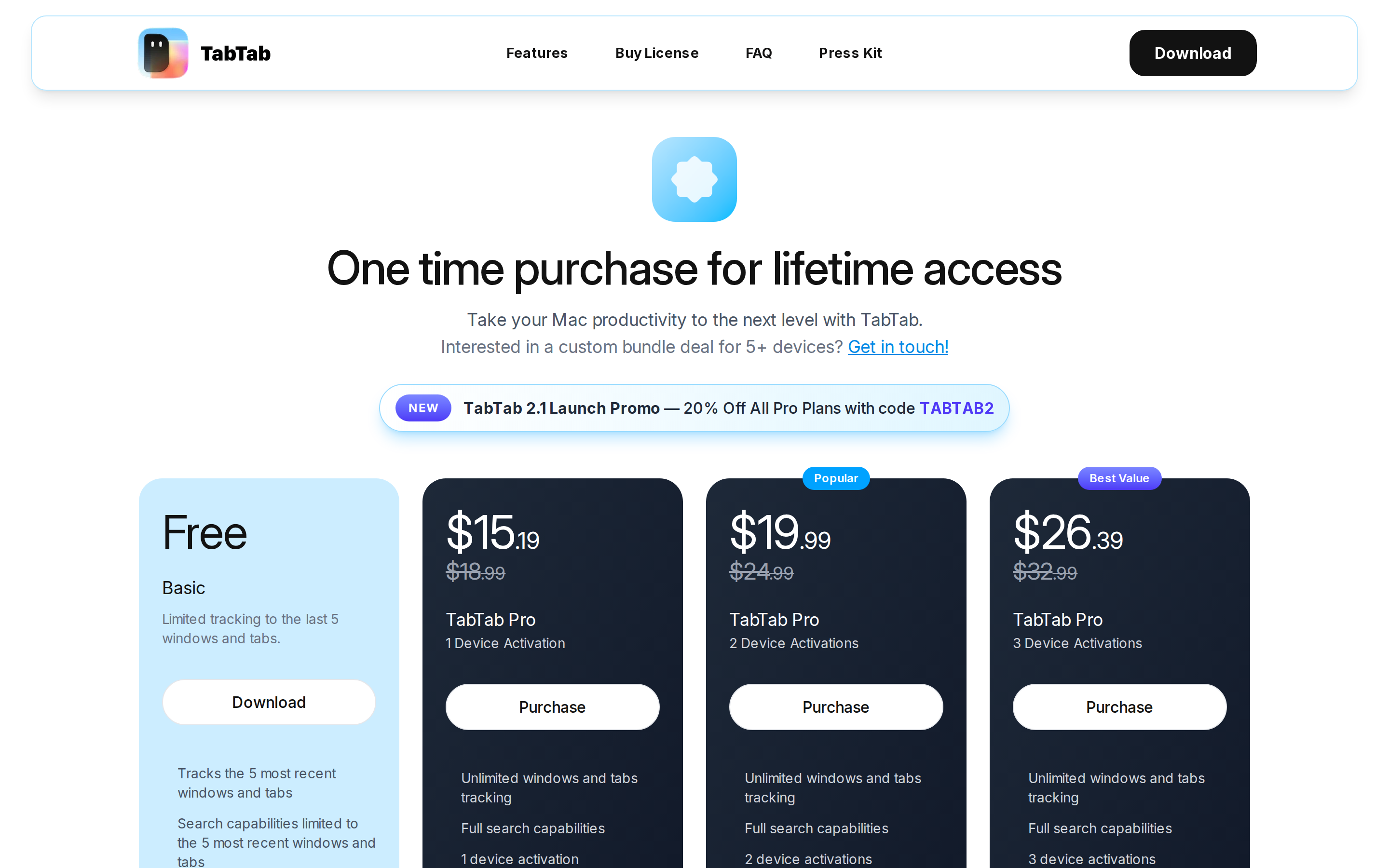 TabTab — pricing