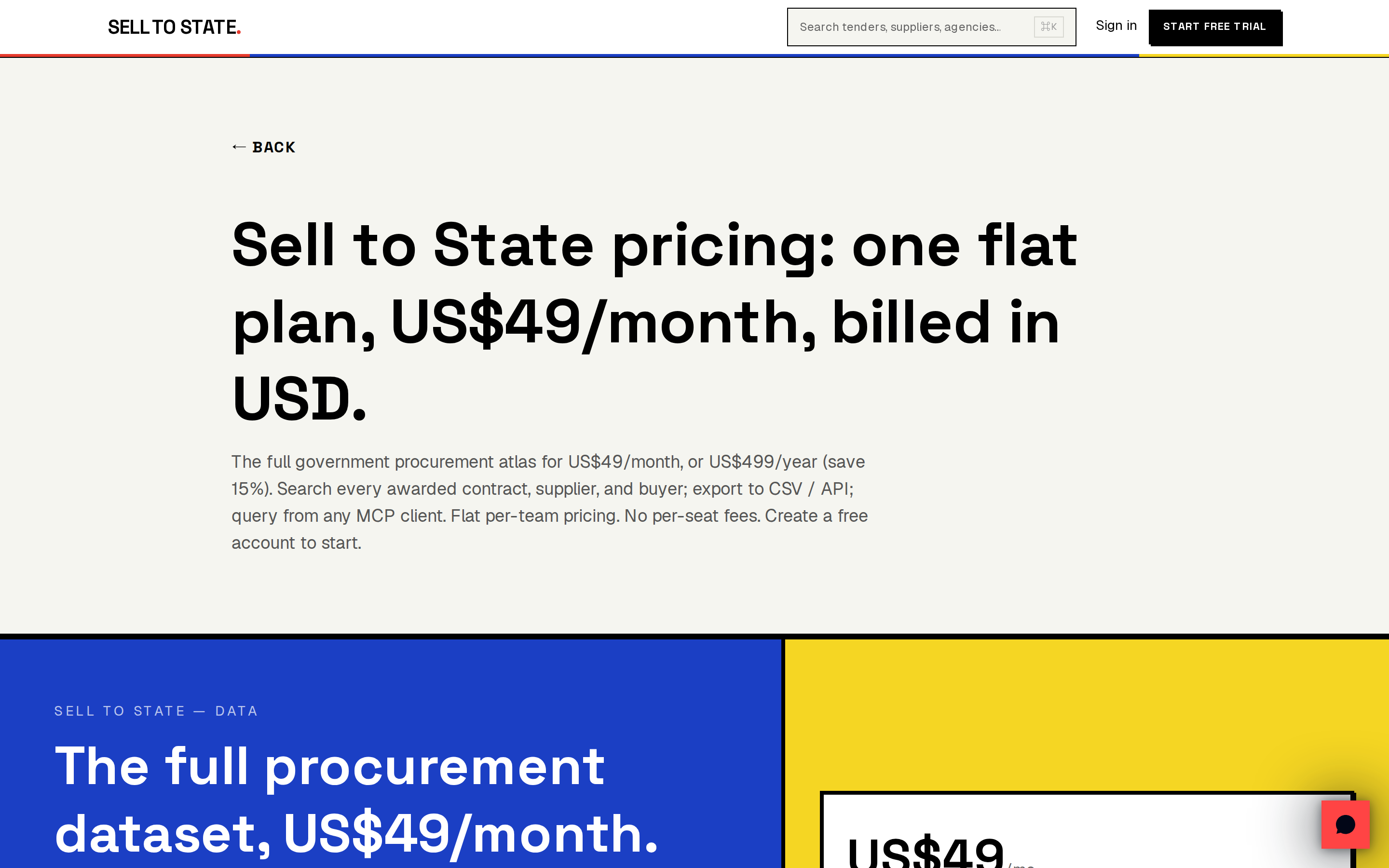 Sell to State — pricing