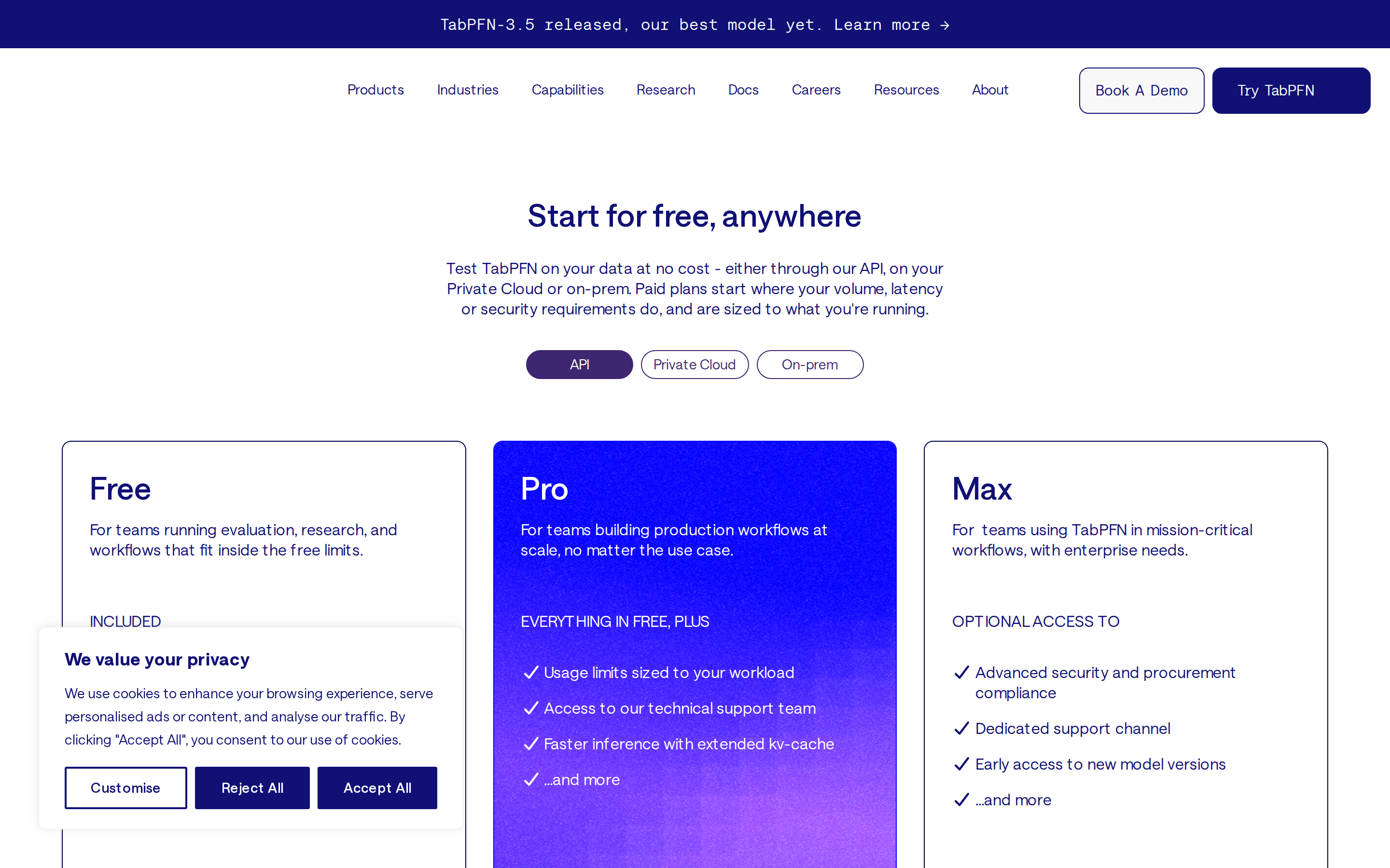 TabPFN-3.5 — pricing