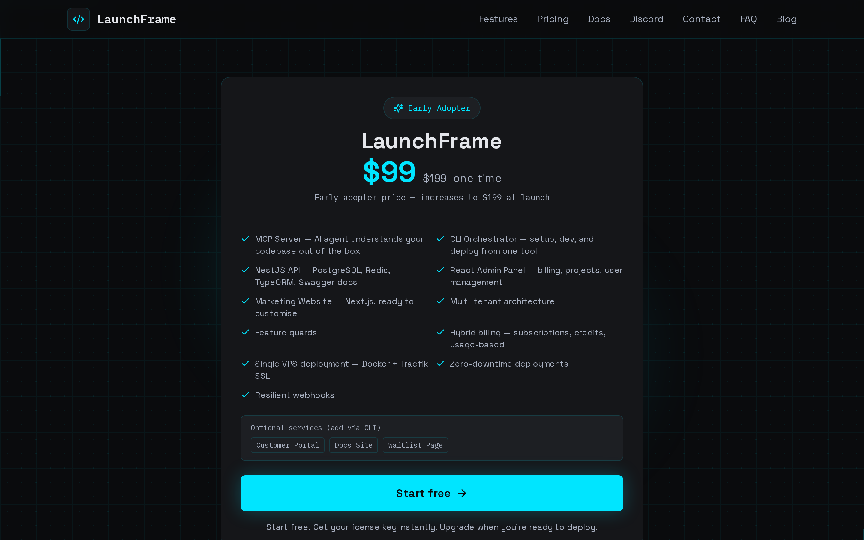 LaunchFrame — pricing