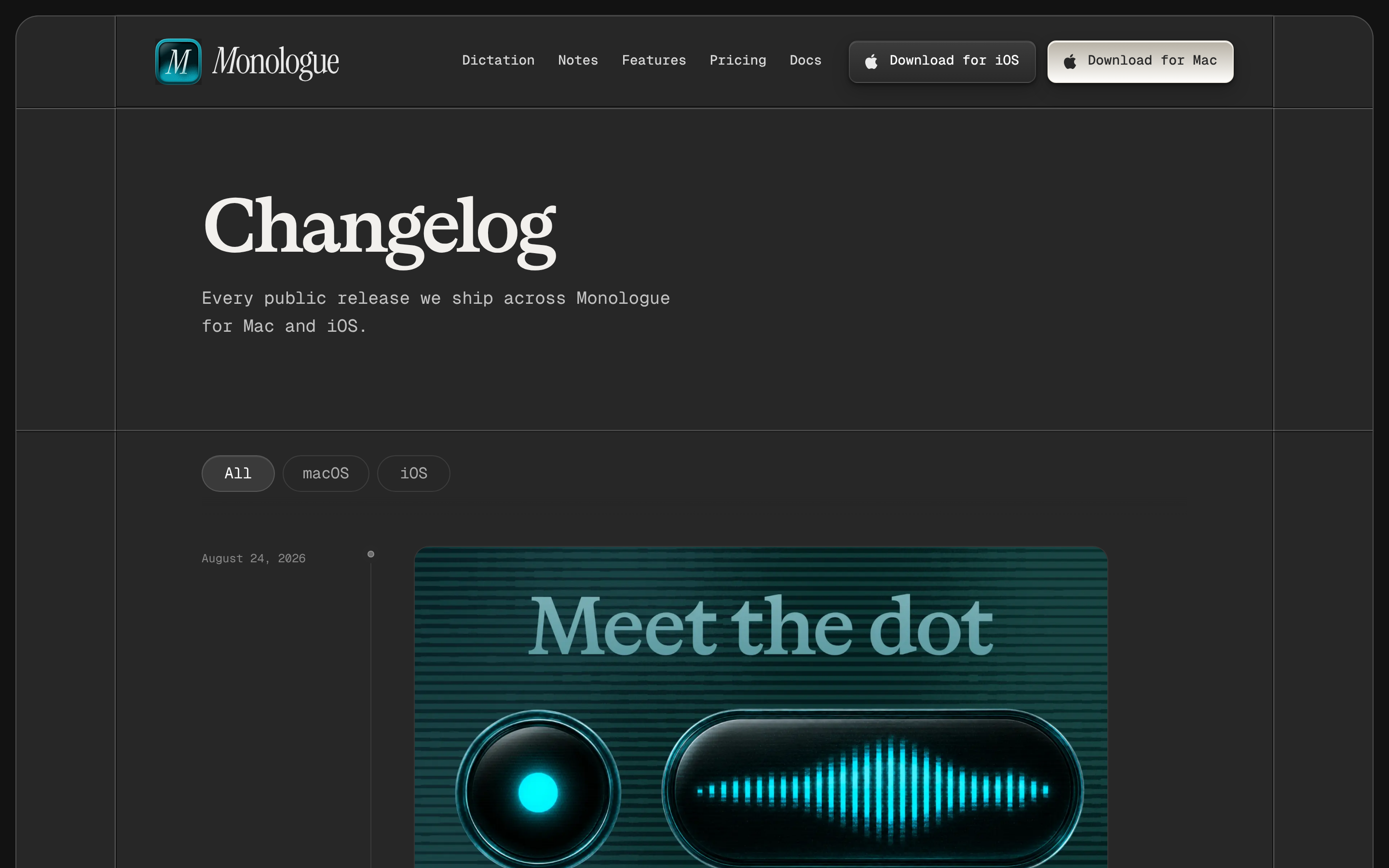 Monologue — changelog