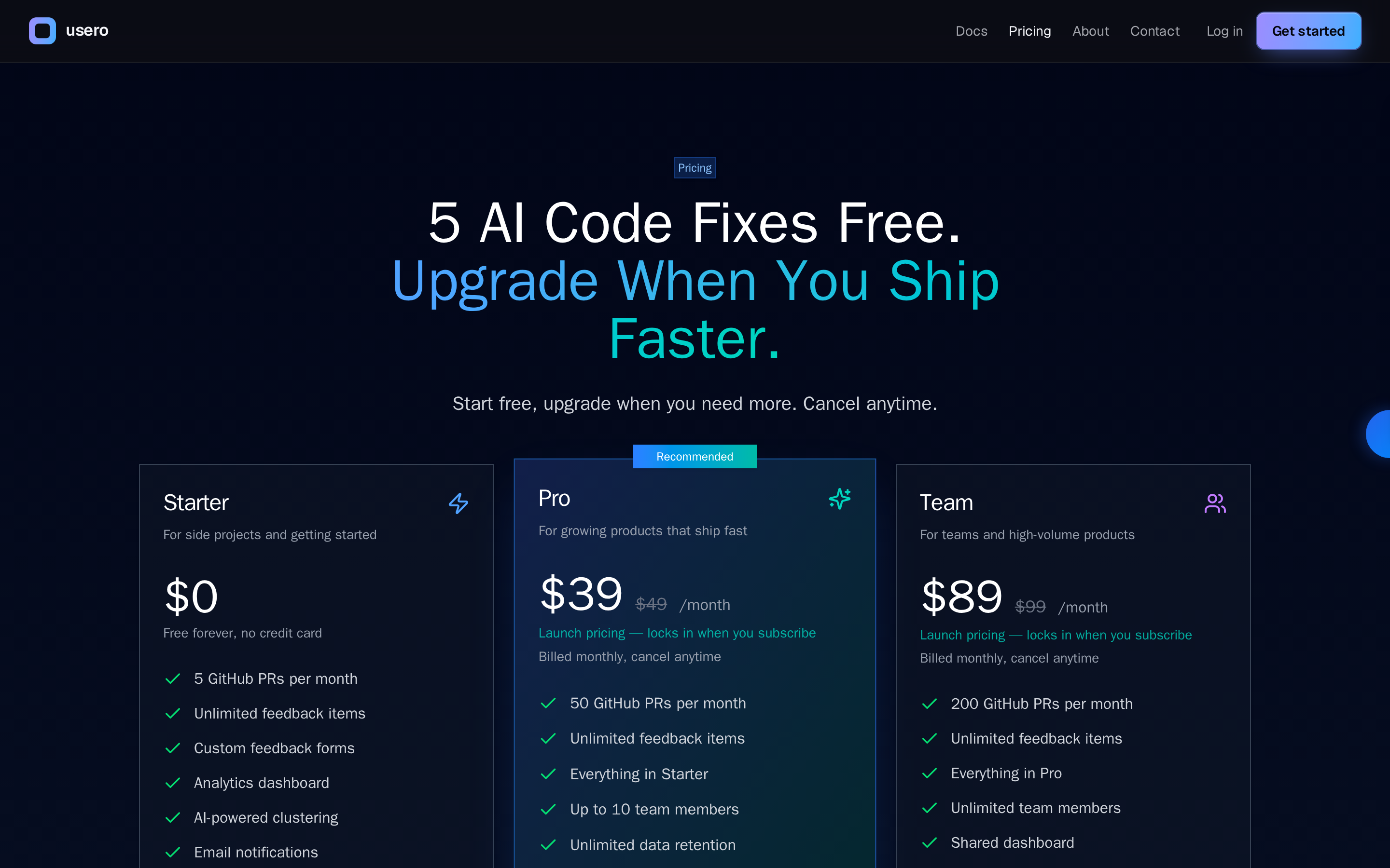 Usero — pricing