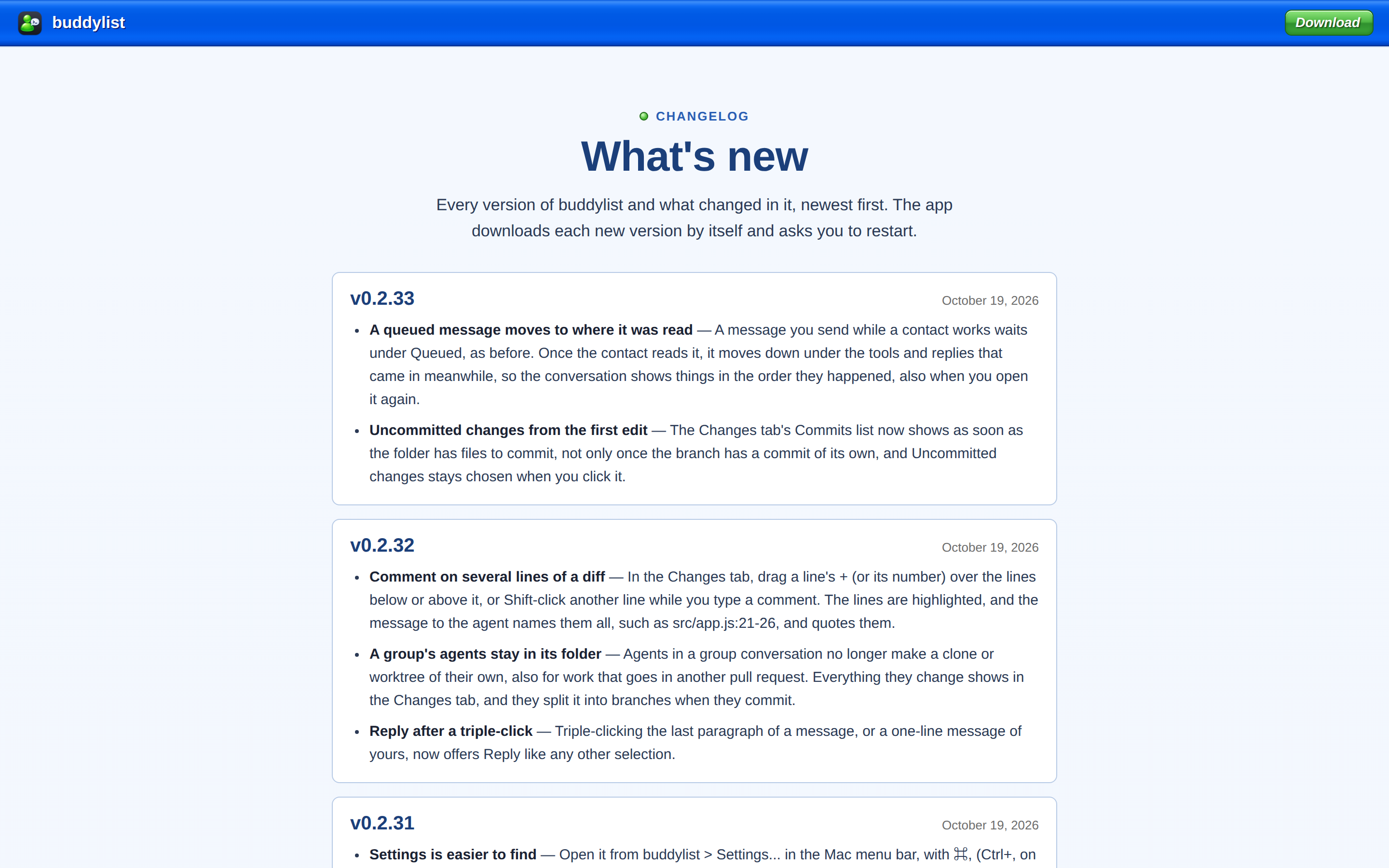 buddylist — changelog