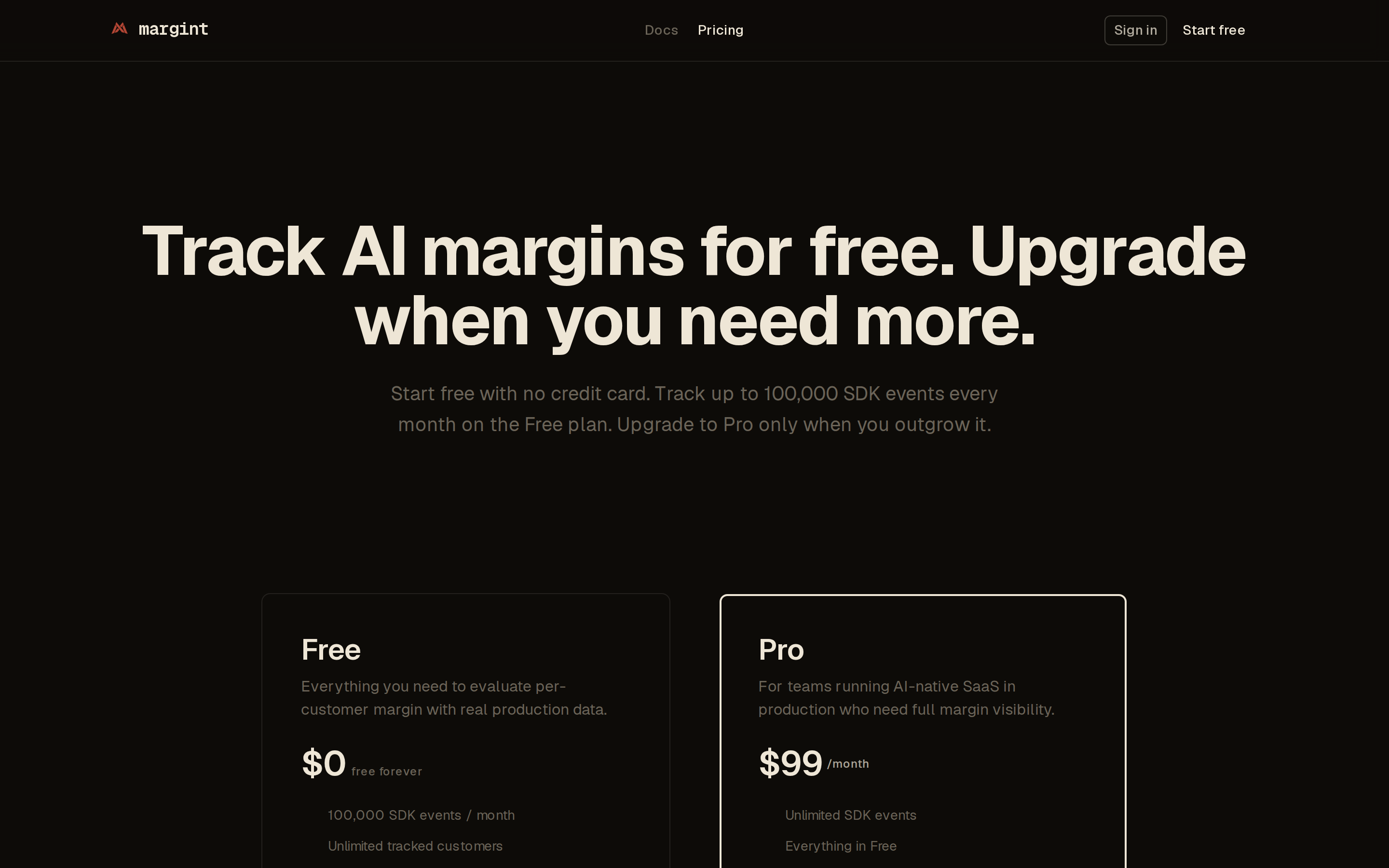 Margint — pricing