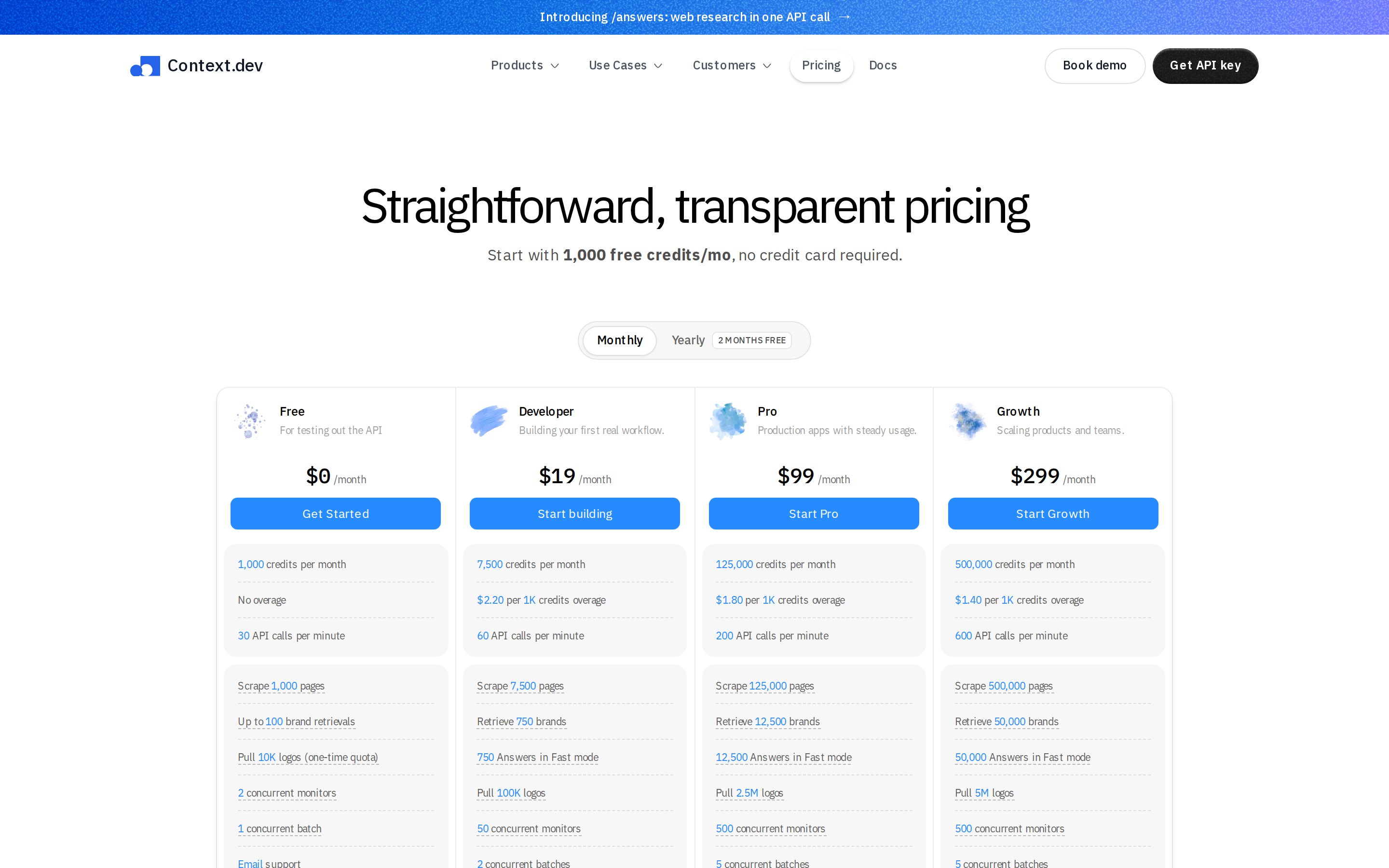 Context.dev — pricing