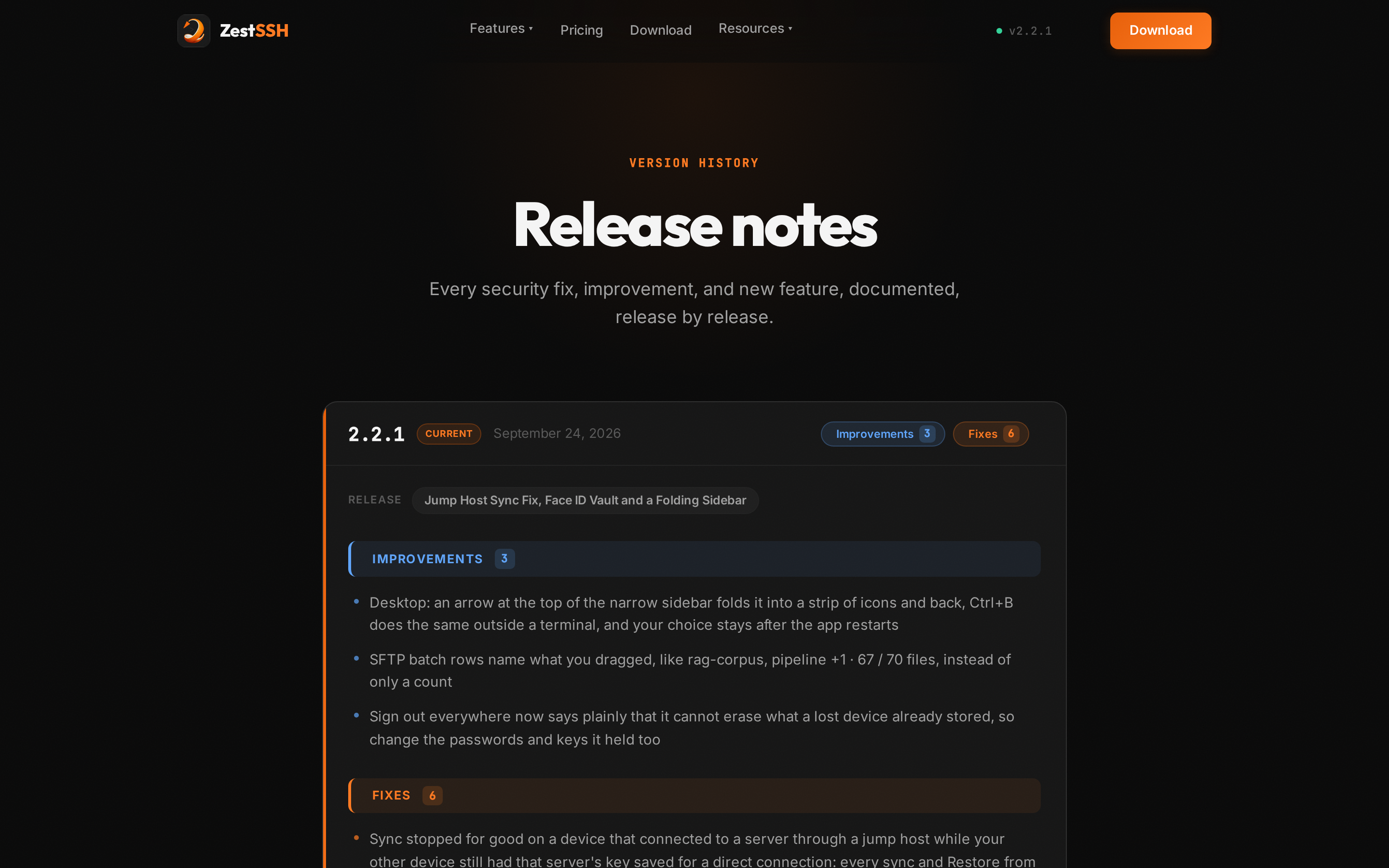 ZestSSH — changelog