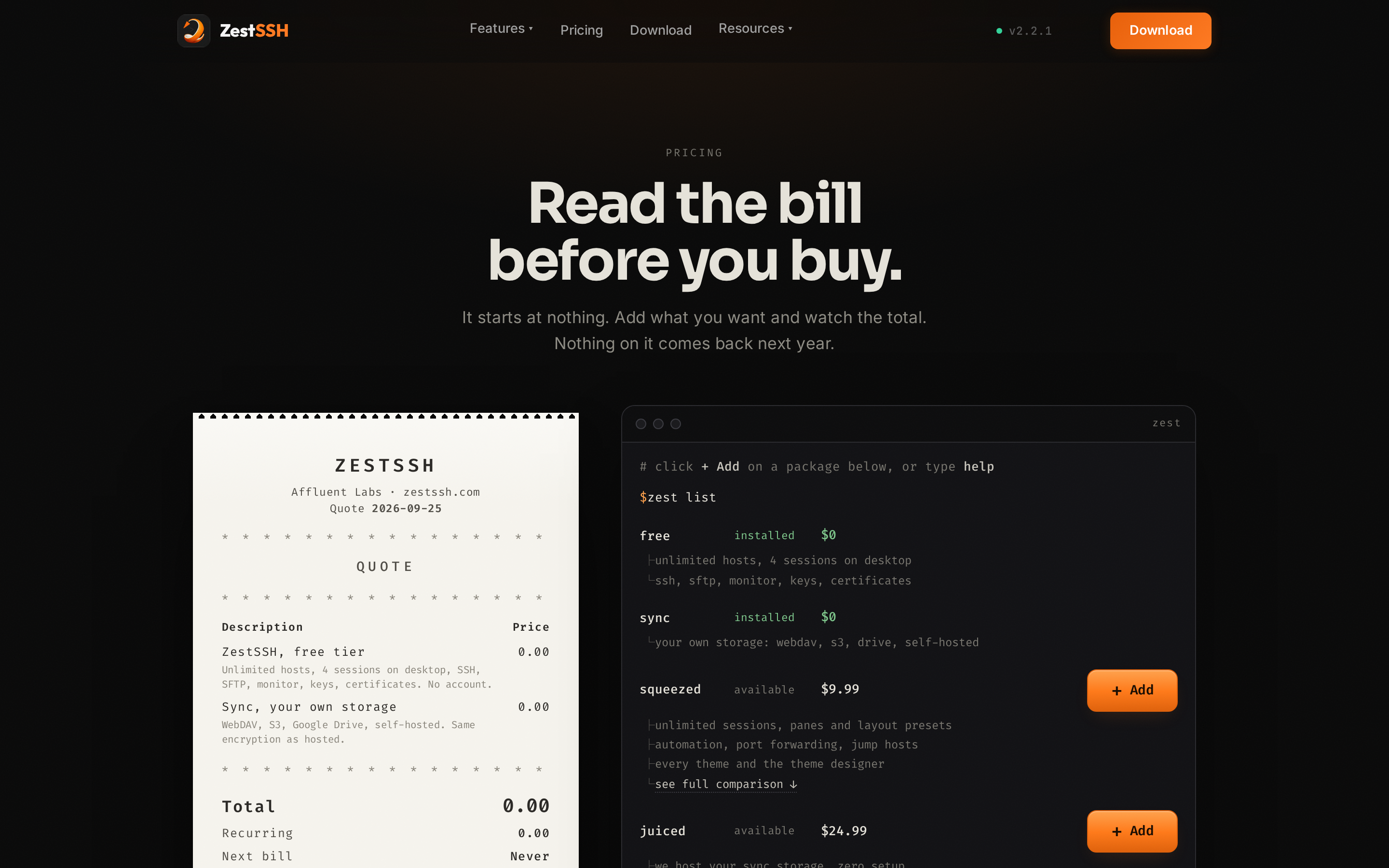 ZestSSH — pricing