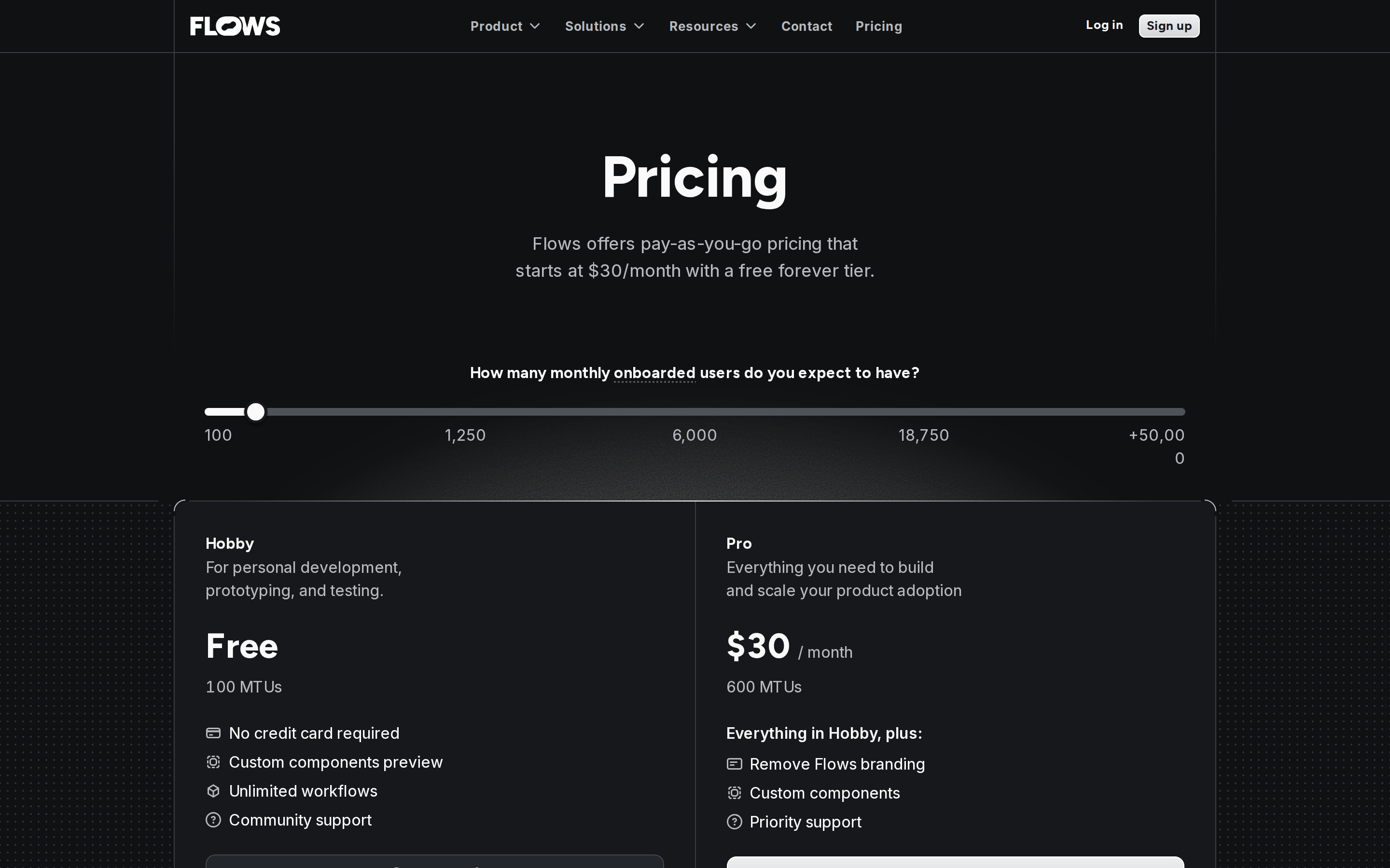 Flows — pricing