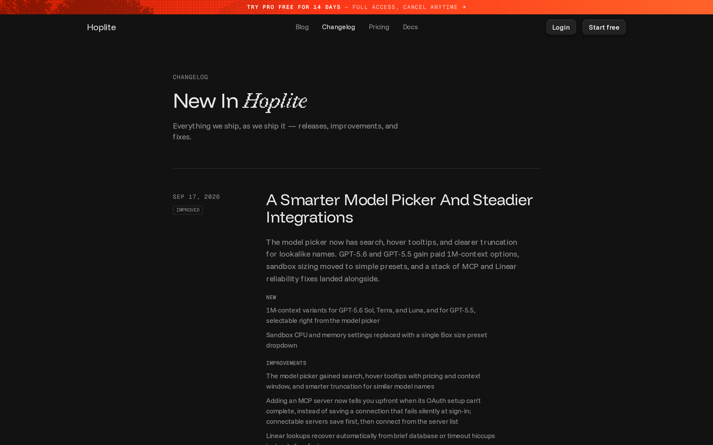 Hoplite — changelog