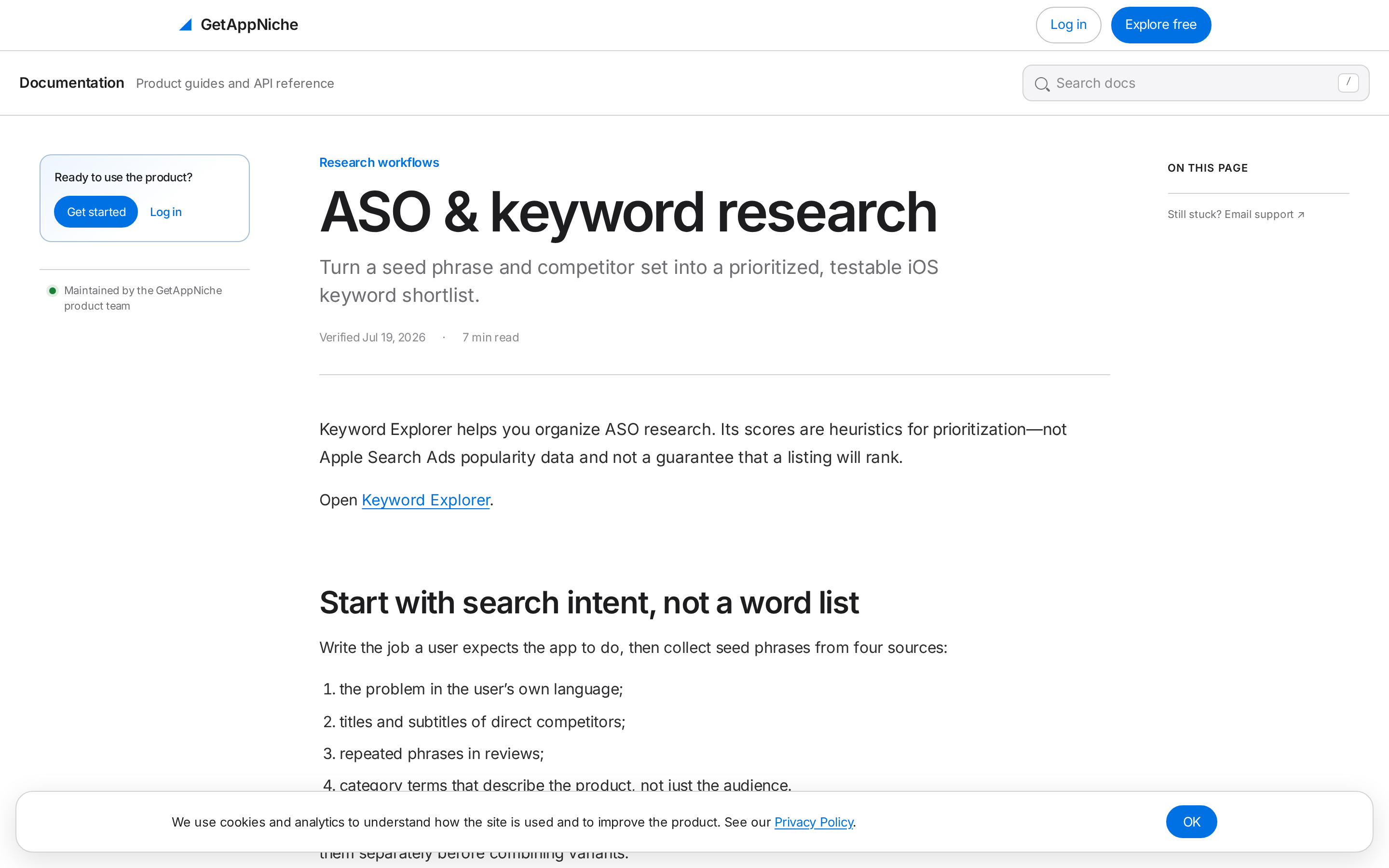 GetAppNiche App Store Keyword Tool — docs