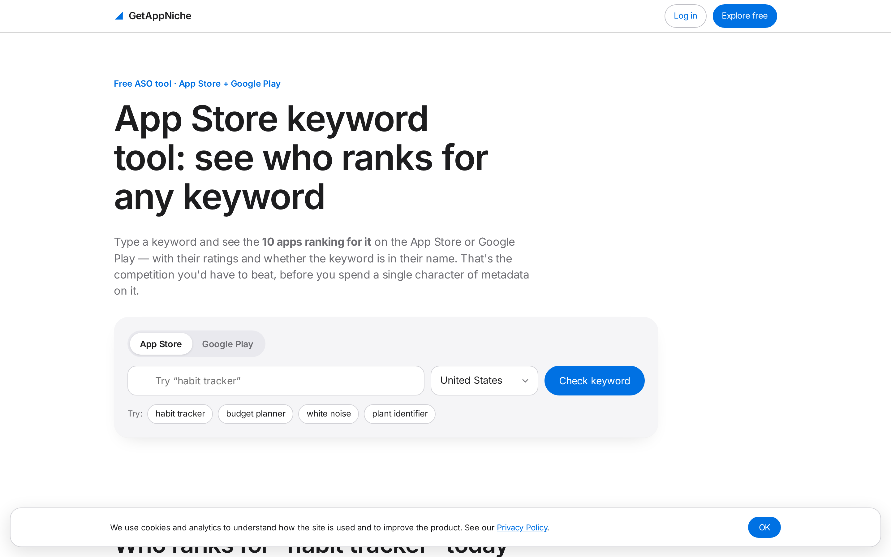 GetAppNiche App Store Keyword Tool — hero