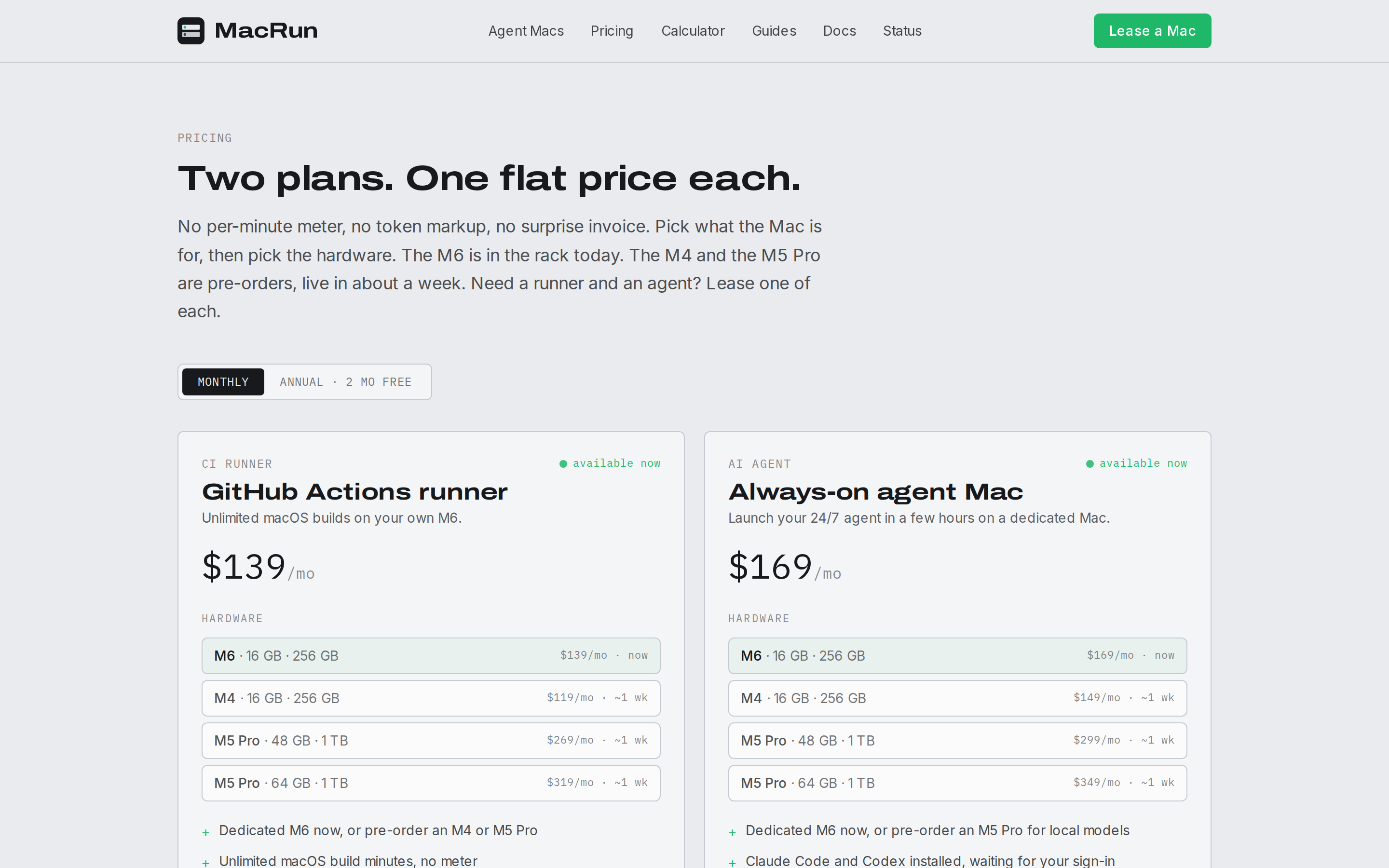 Agent Macs — pricing