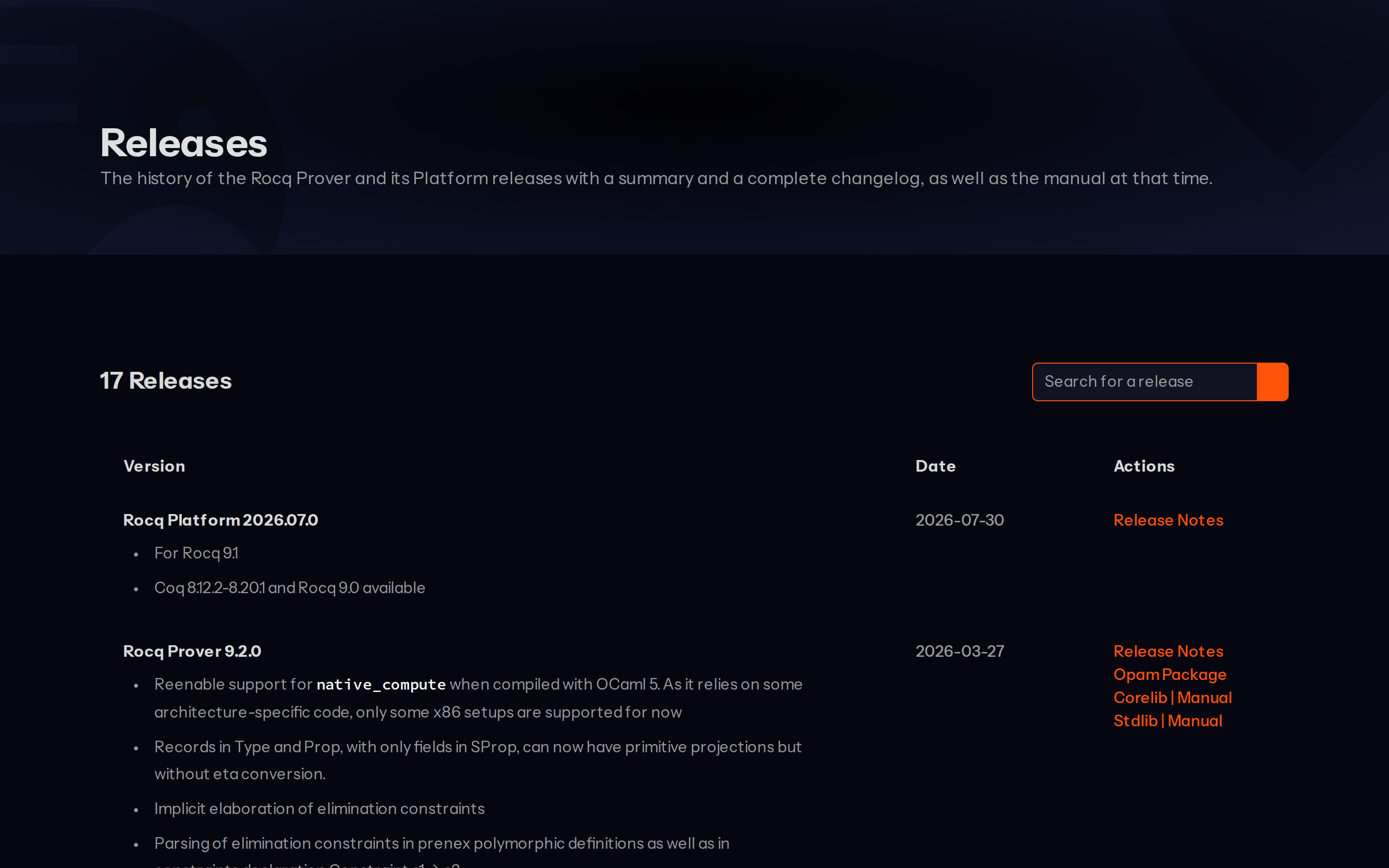 Rocq Prover — changelog