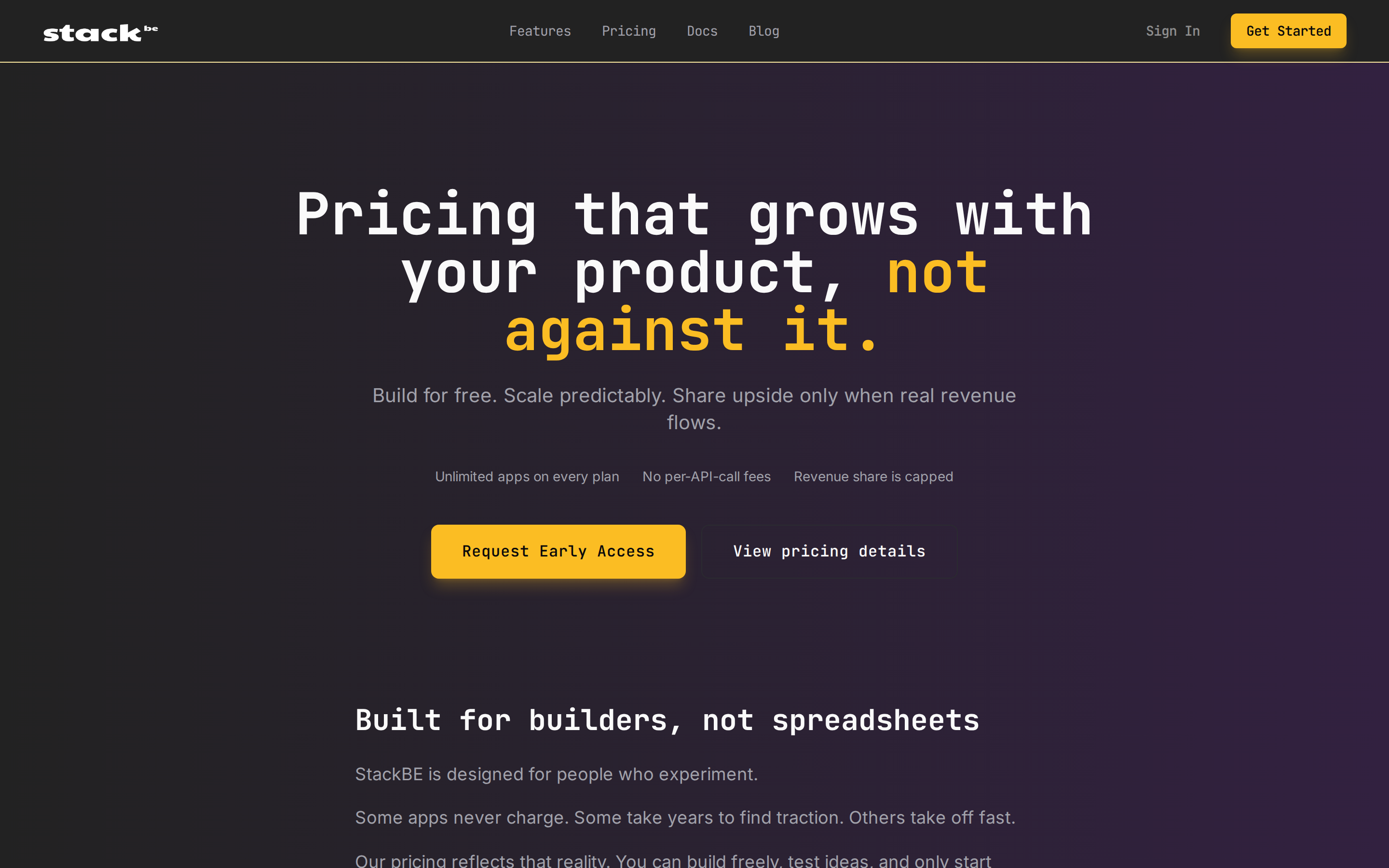 StackBE — pricing