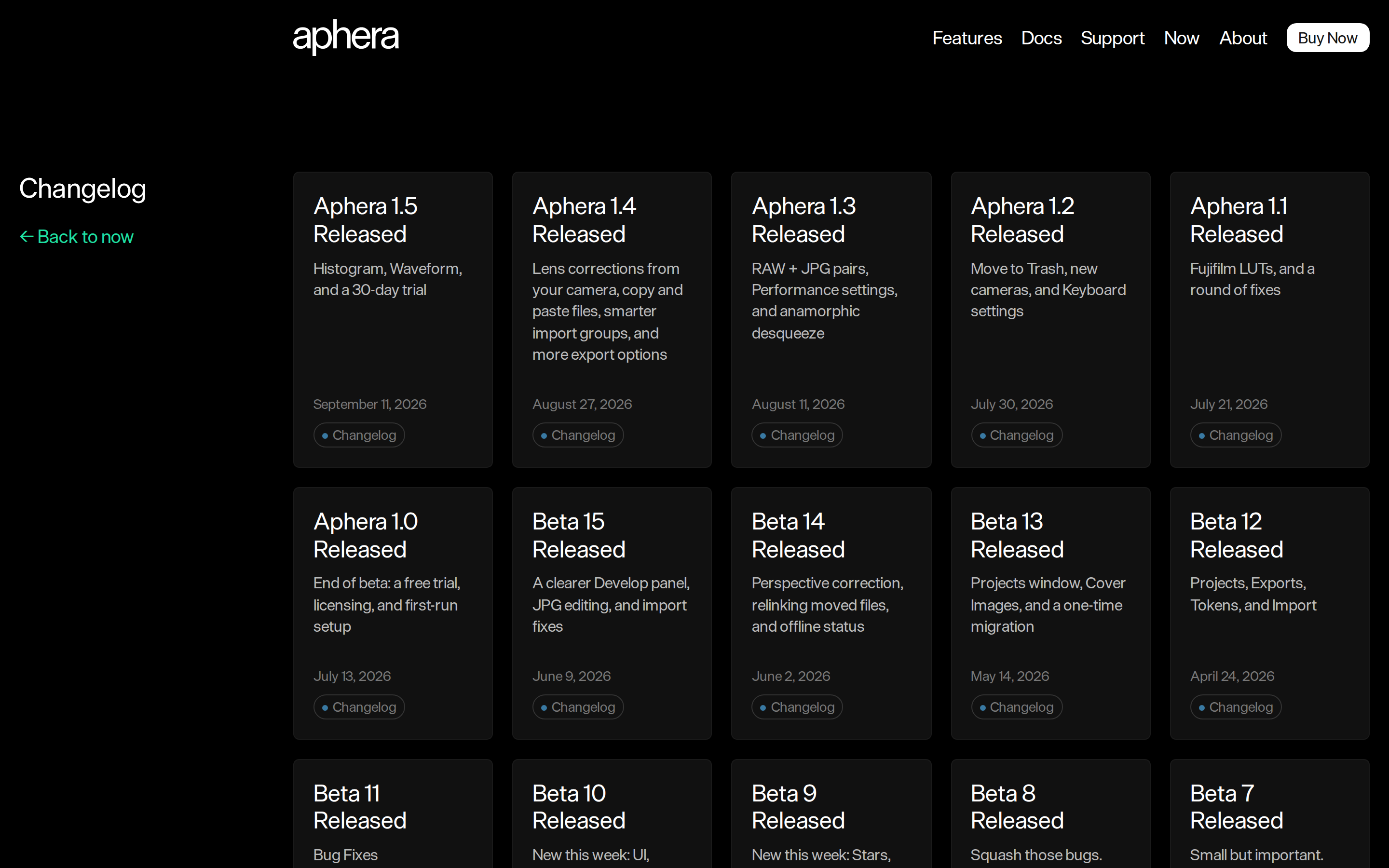 Aphera — changelog