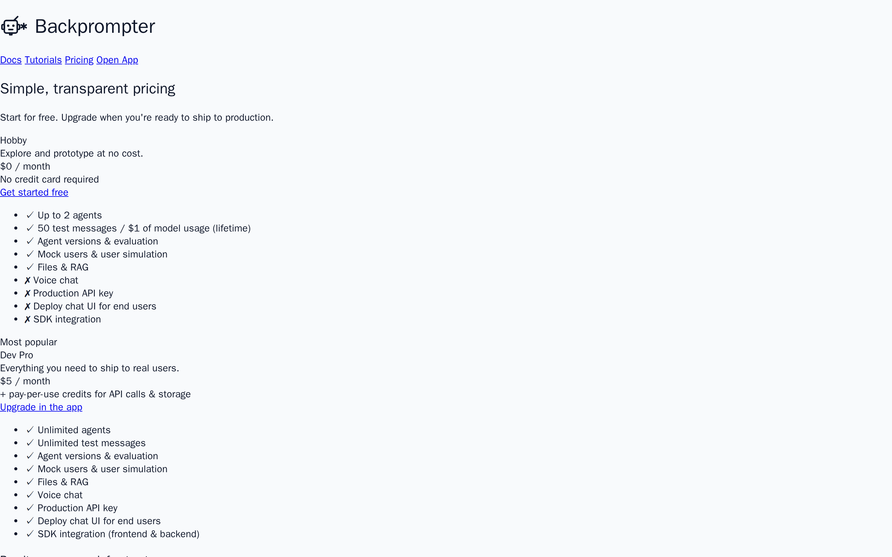 Backprompter — pricing