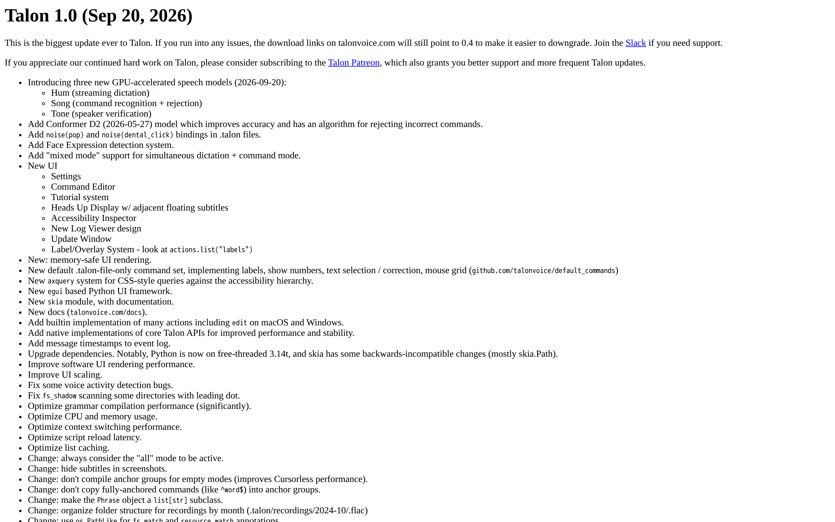 Talon — changelog
