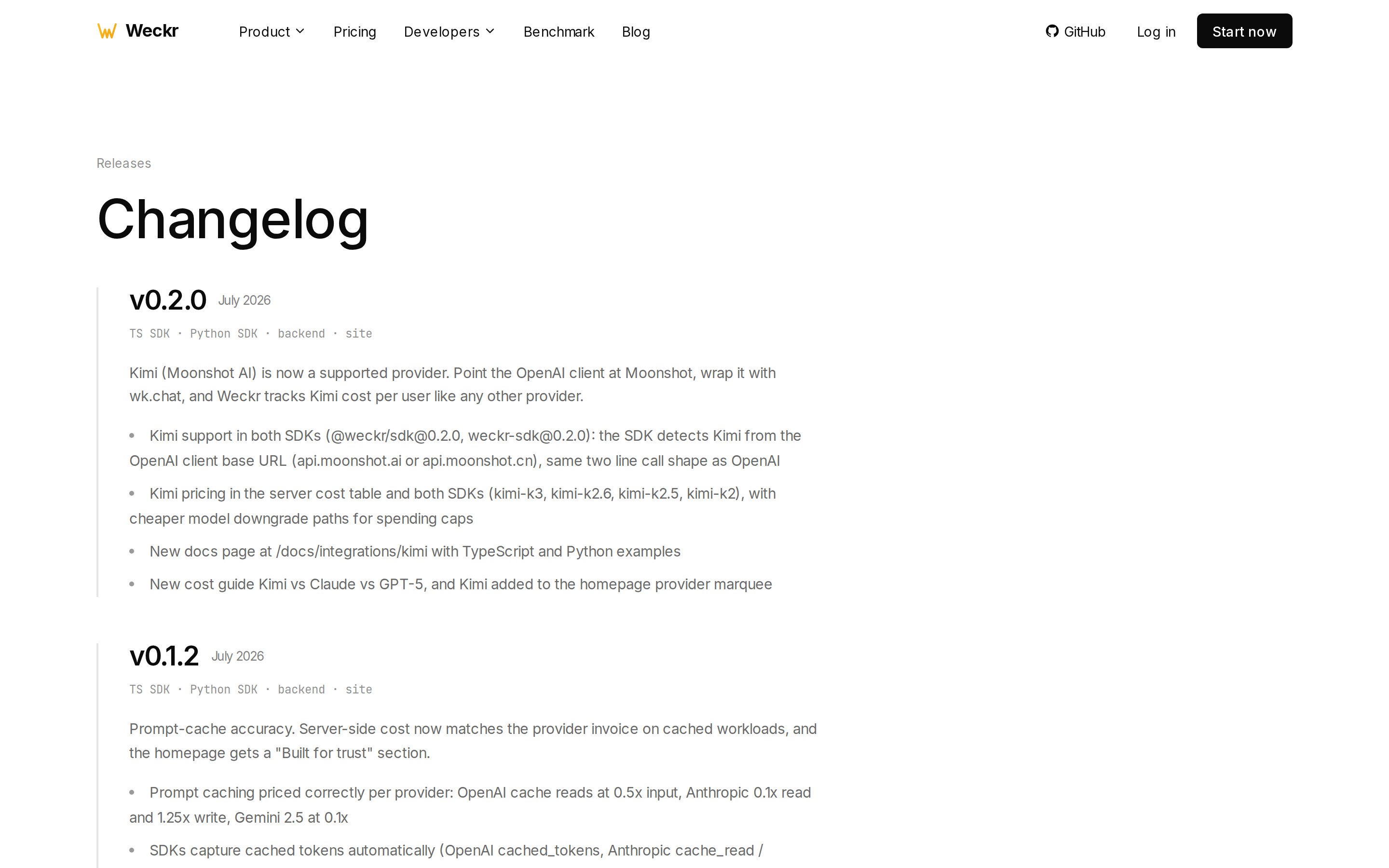 Weckr — changelog