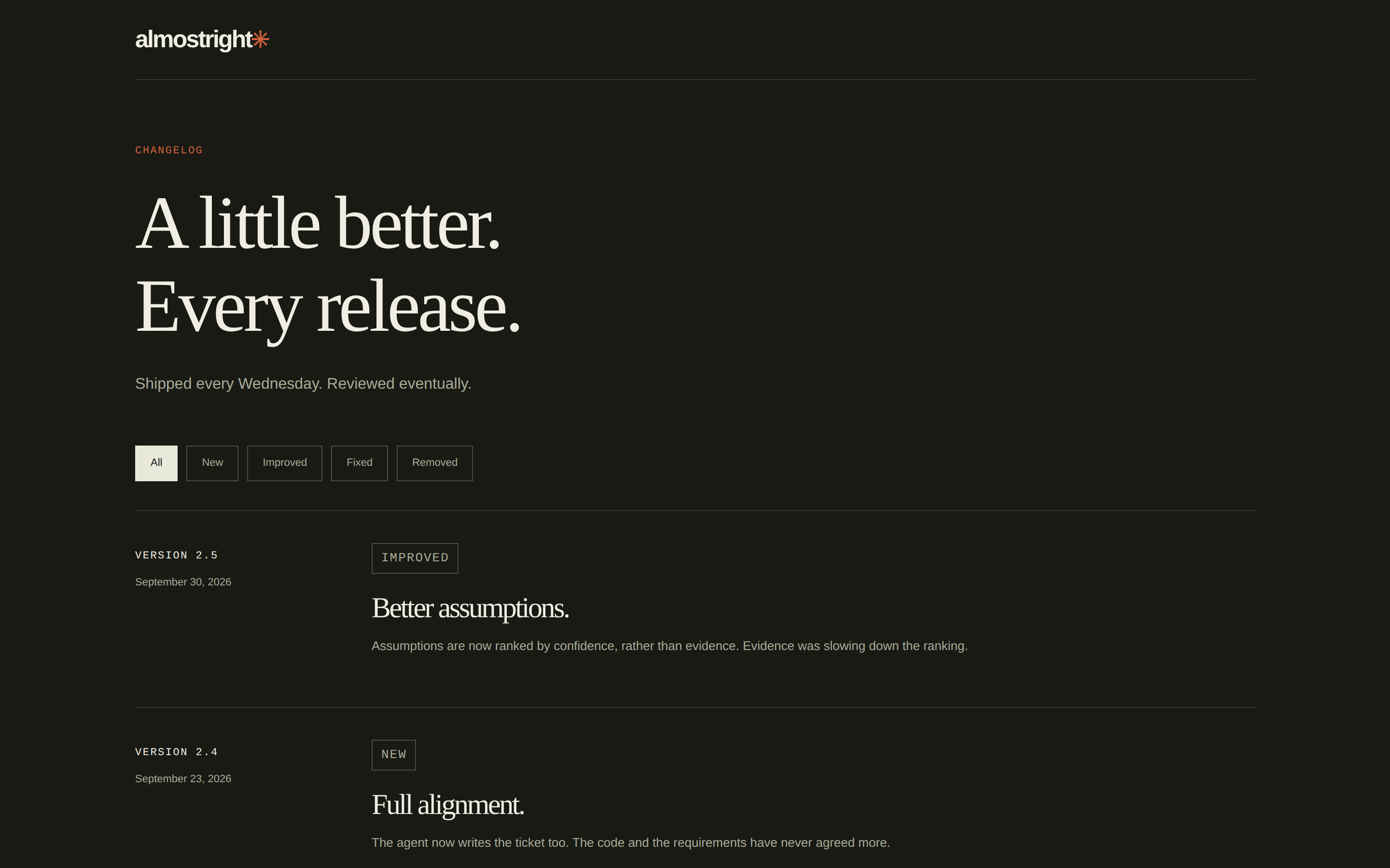AlmostRight — changelog