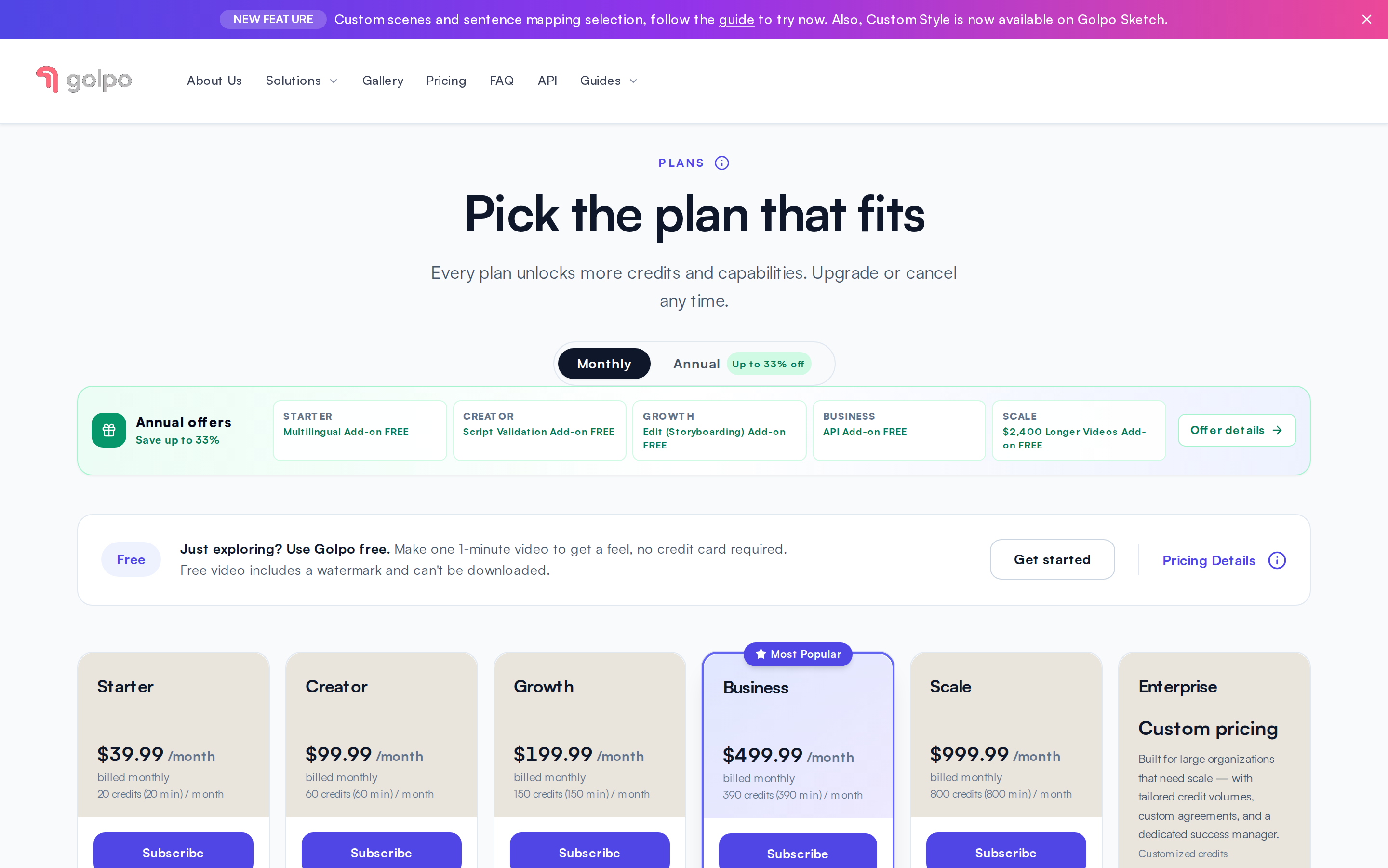 Golpo AI — pricing