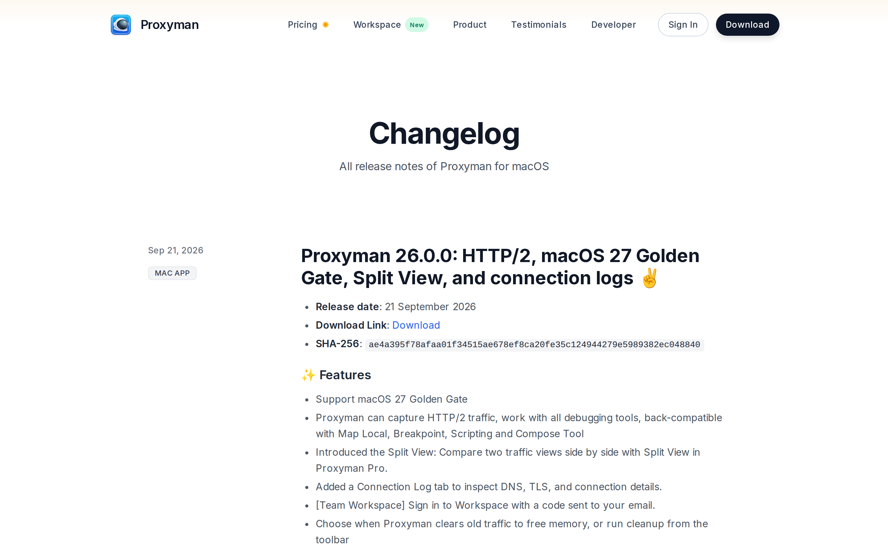 Proxyman — changelog