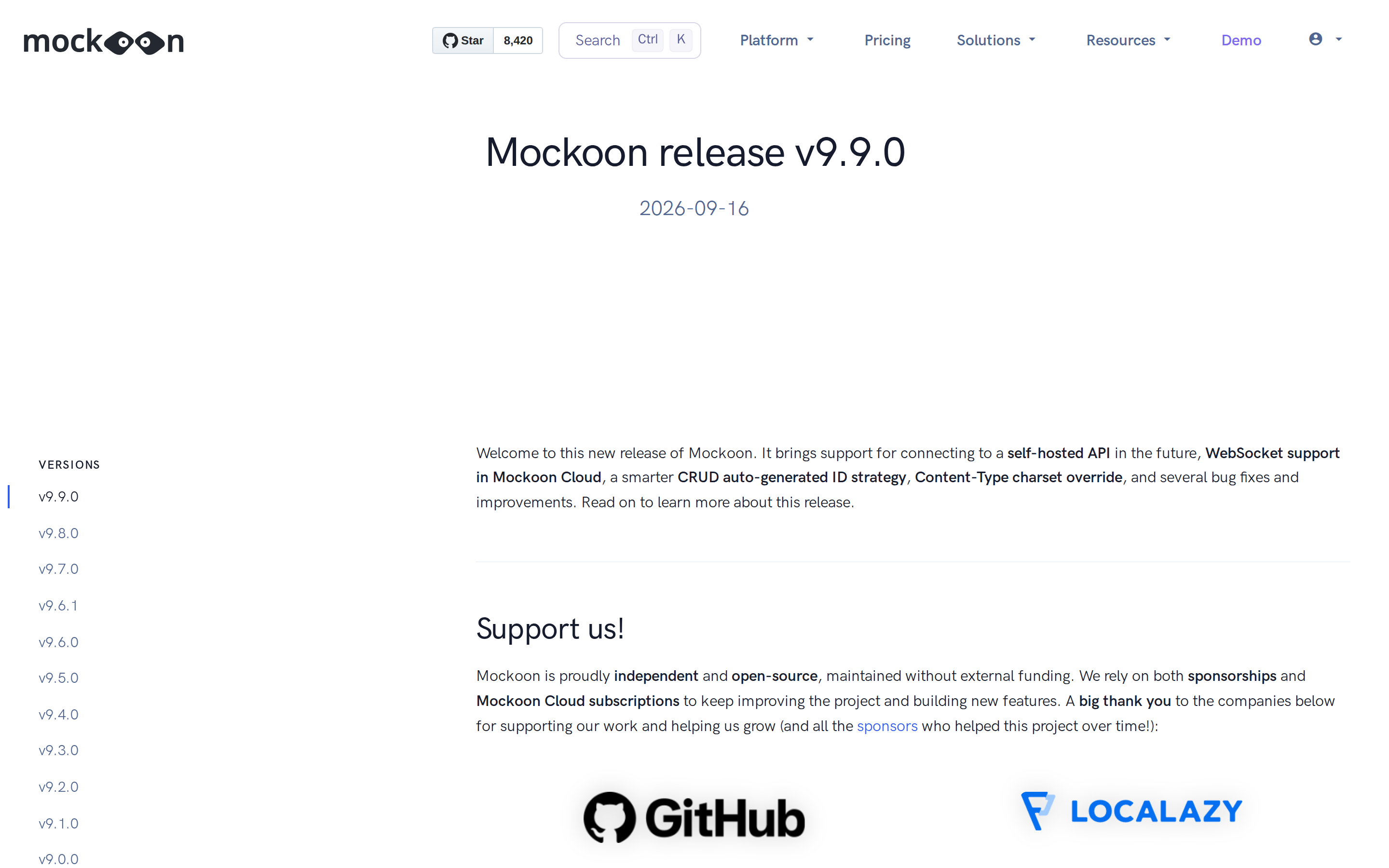 Mockoon — changelog