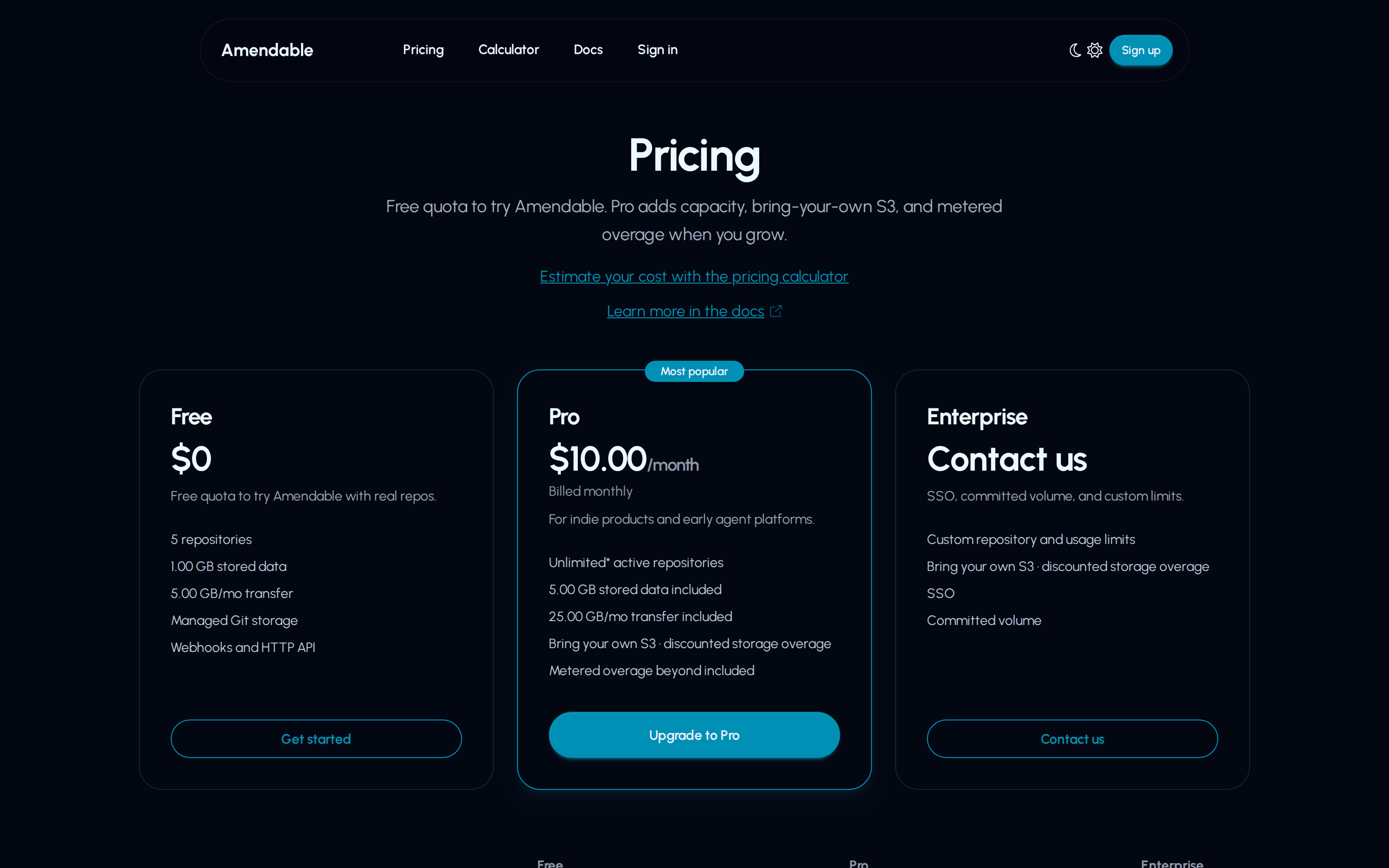Amendable — pricing