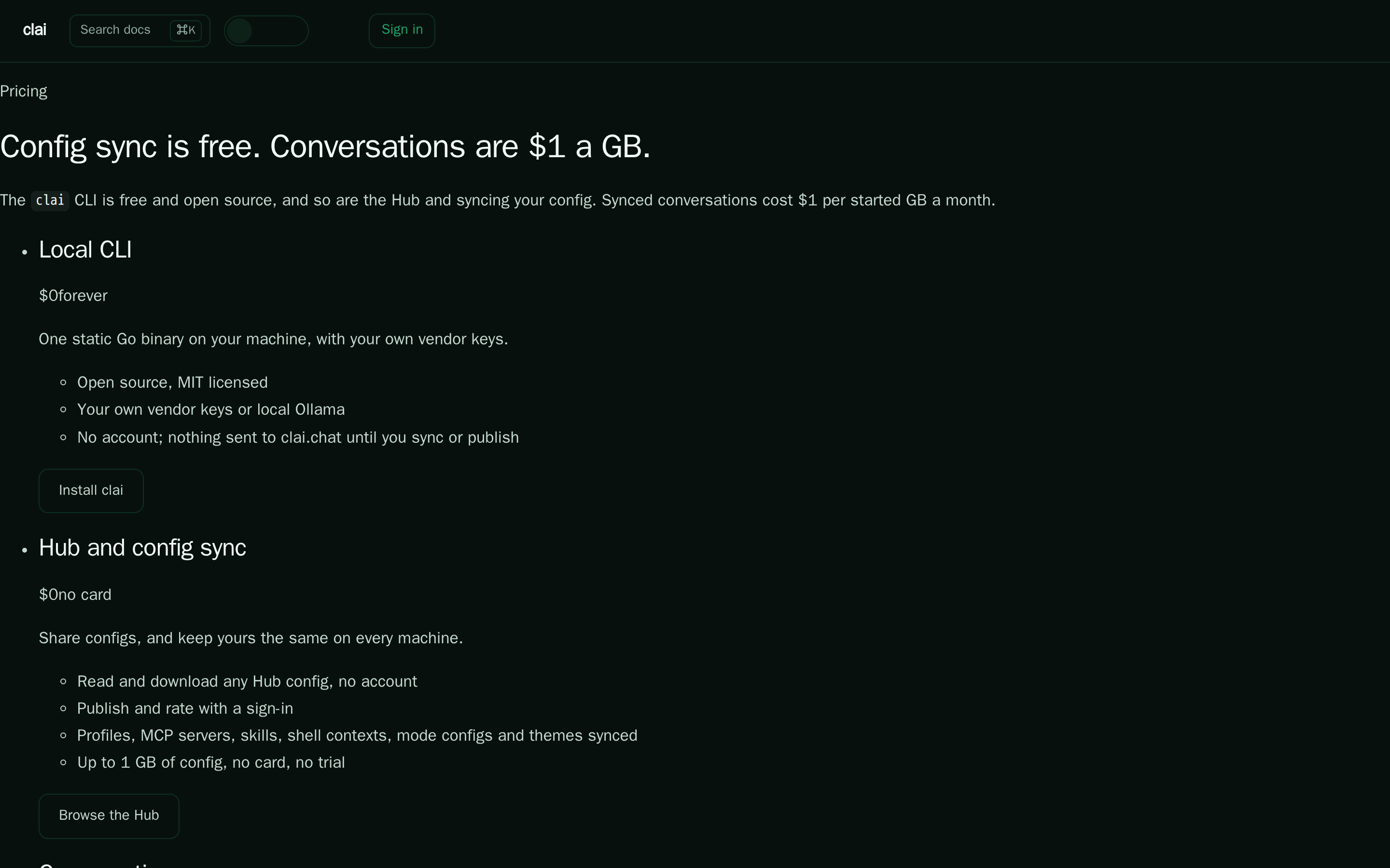 clai — pricing
