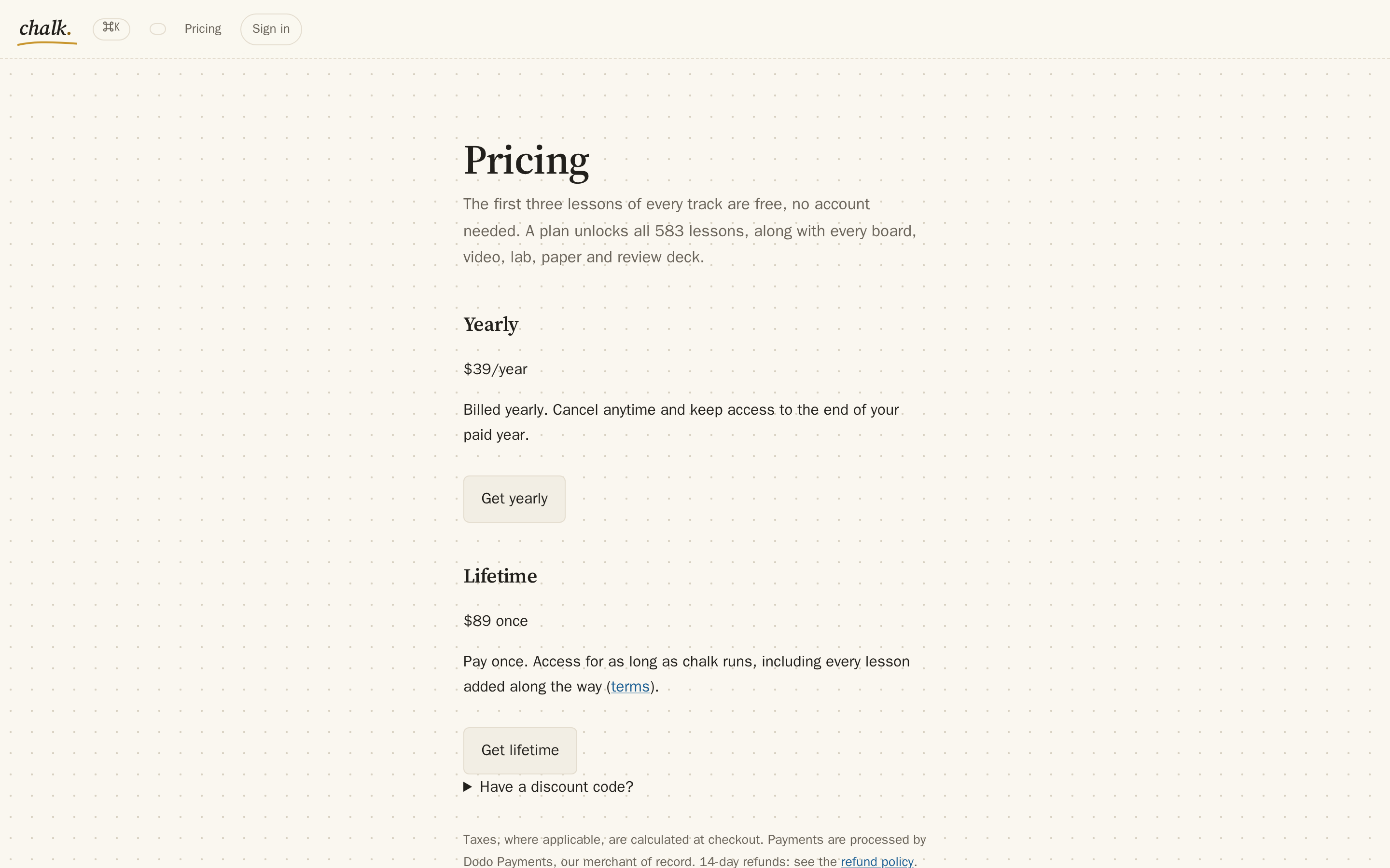 The Slate Next to the Stove — pricing