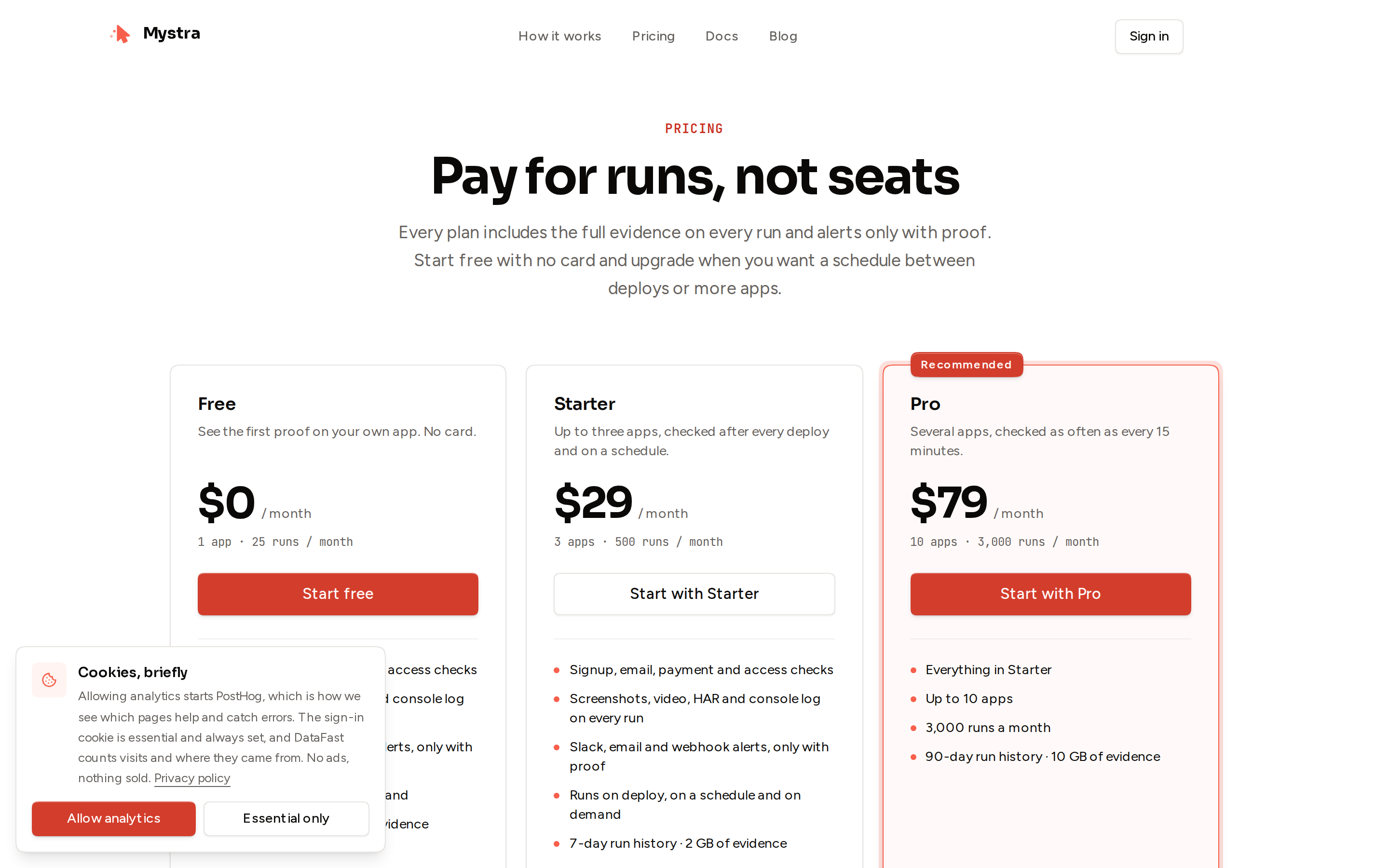 Mystra — pricing