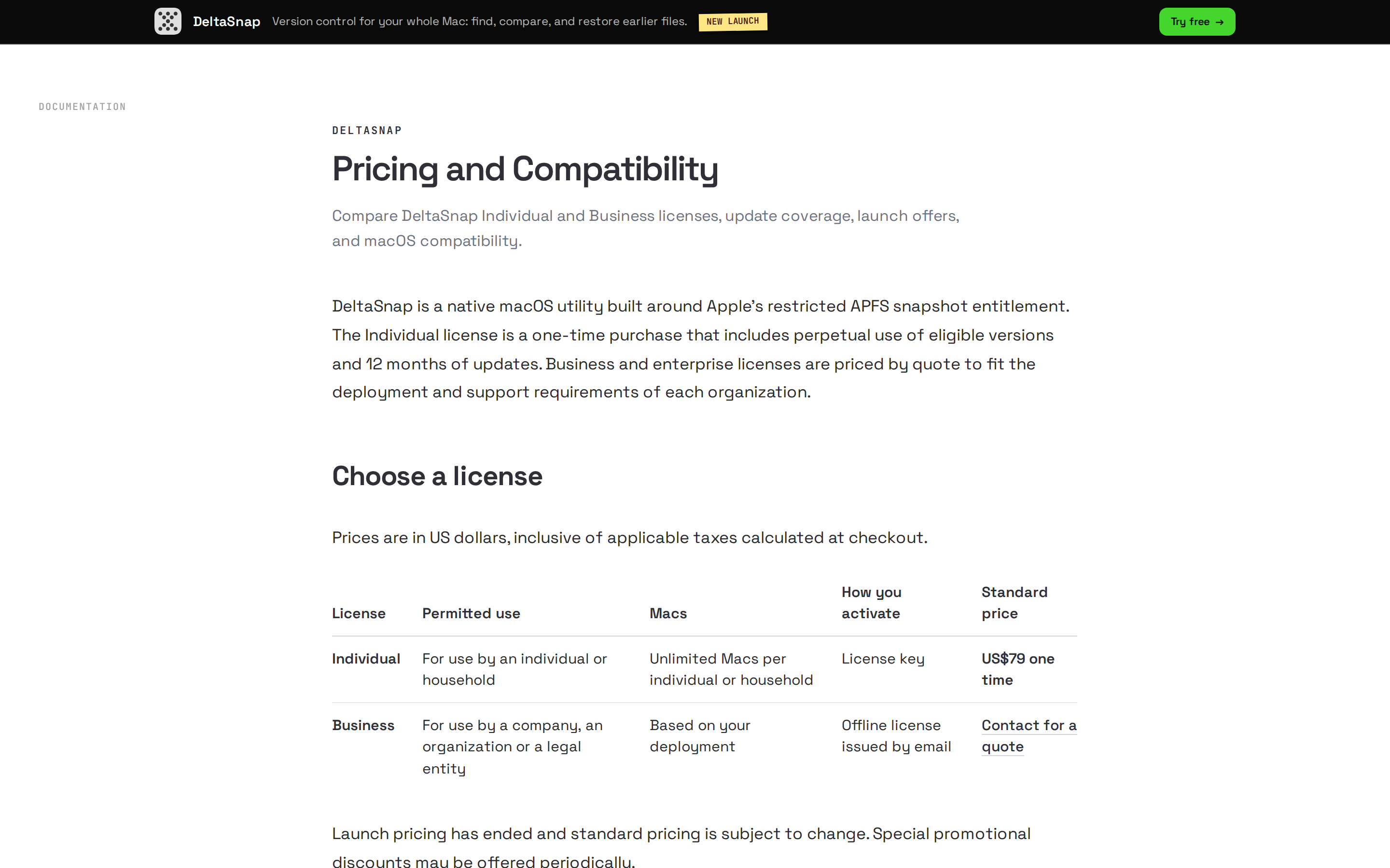 DeltaSnap — pricing