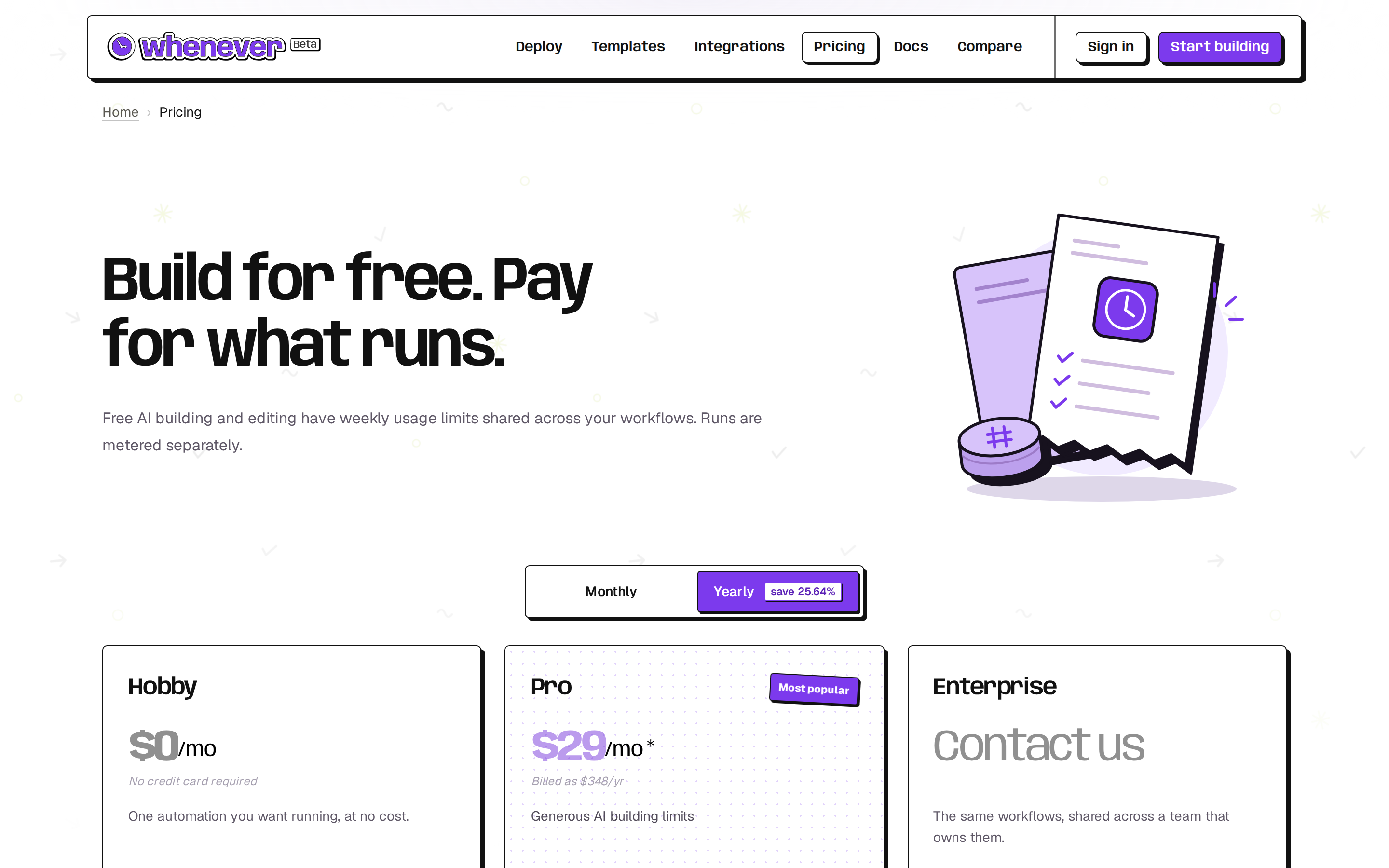 Whenever — pricing