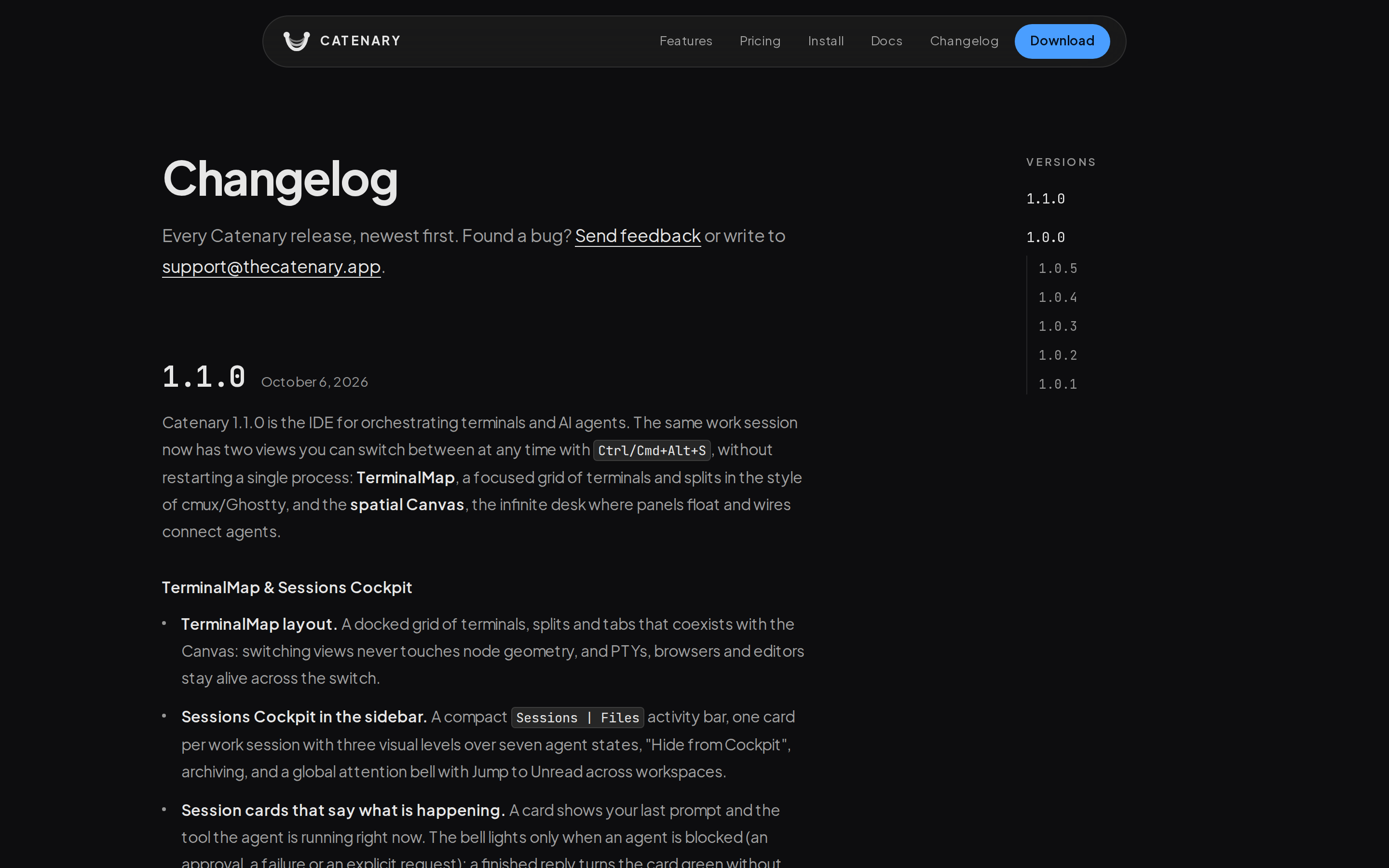 Catenary — changelog