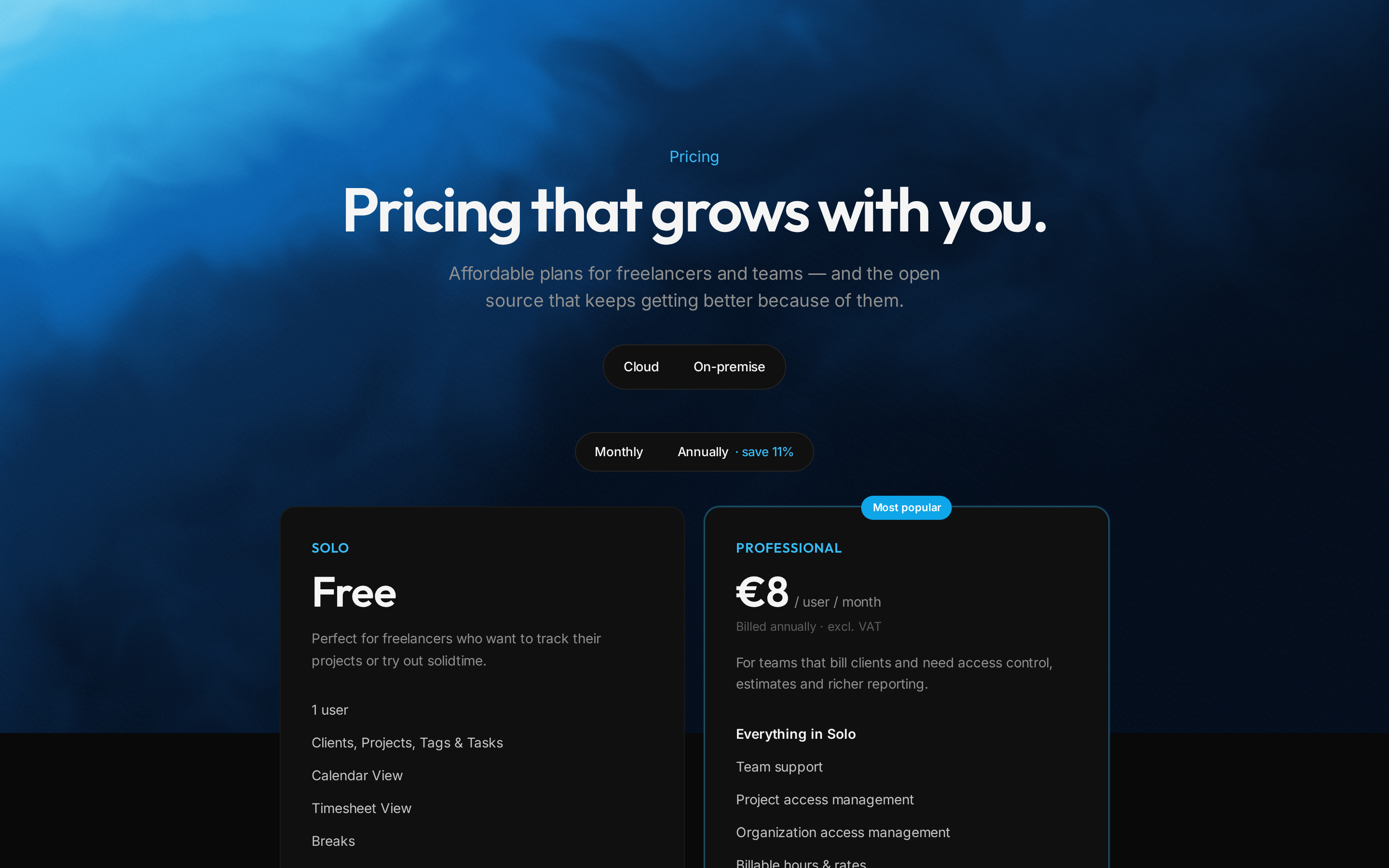Solidtime — pricing