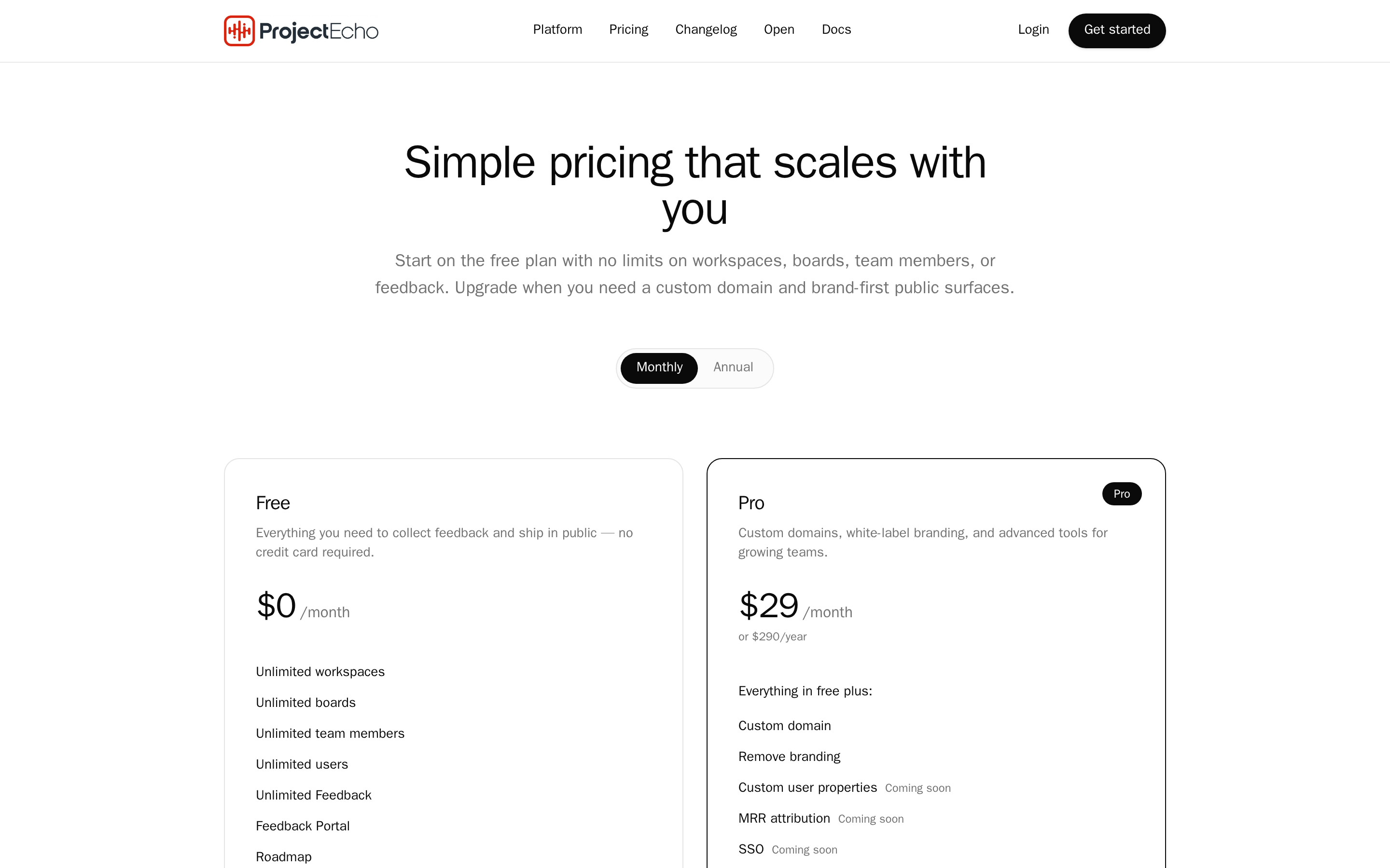 Project Echo — pricing
